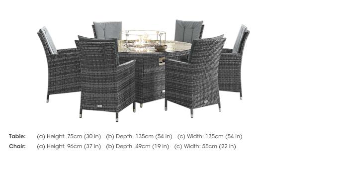 Camber 6 Seater Round Dining Set with Fire Pit Table in  on Furniture Village