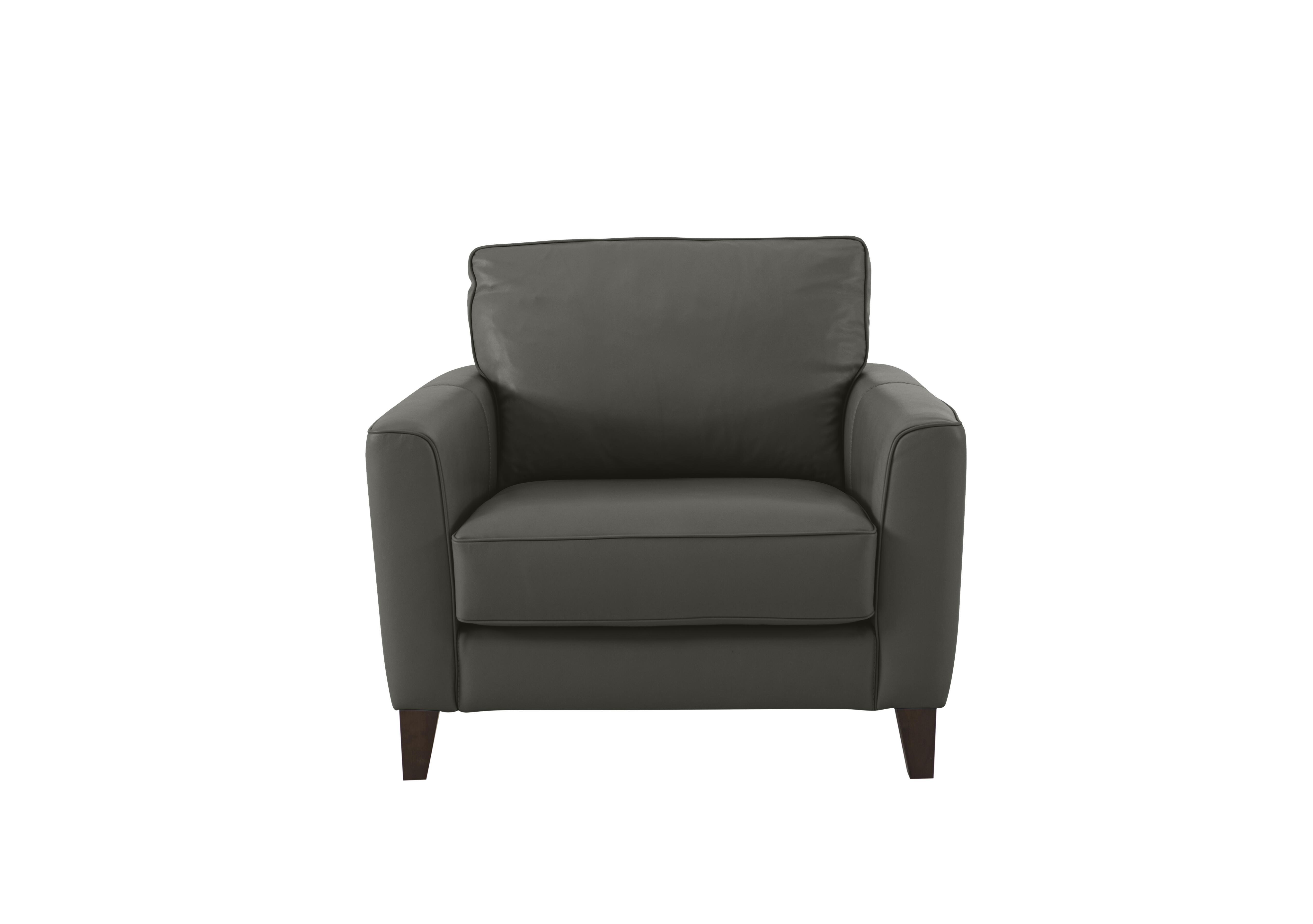Brondby Leather Armchair in Bv-088e Charcoal Grey on Furniture Village