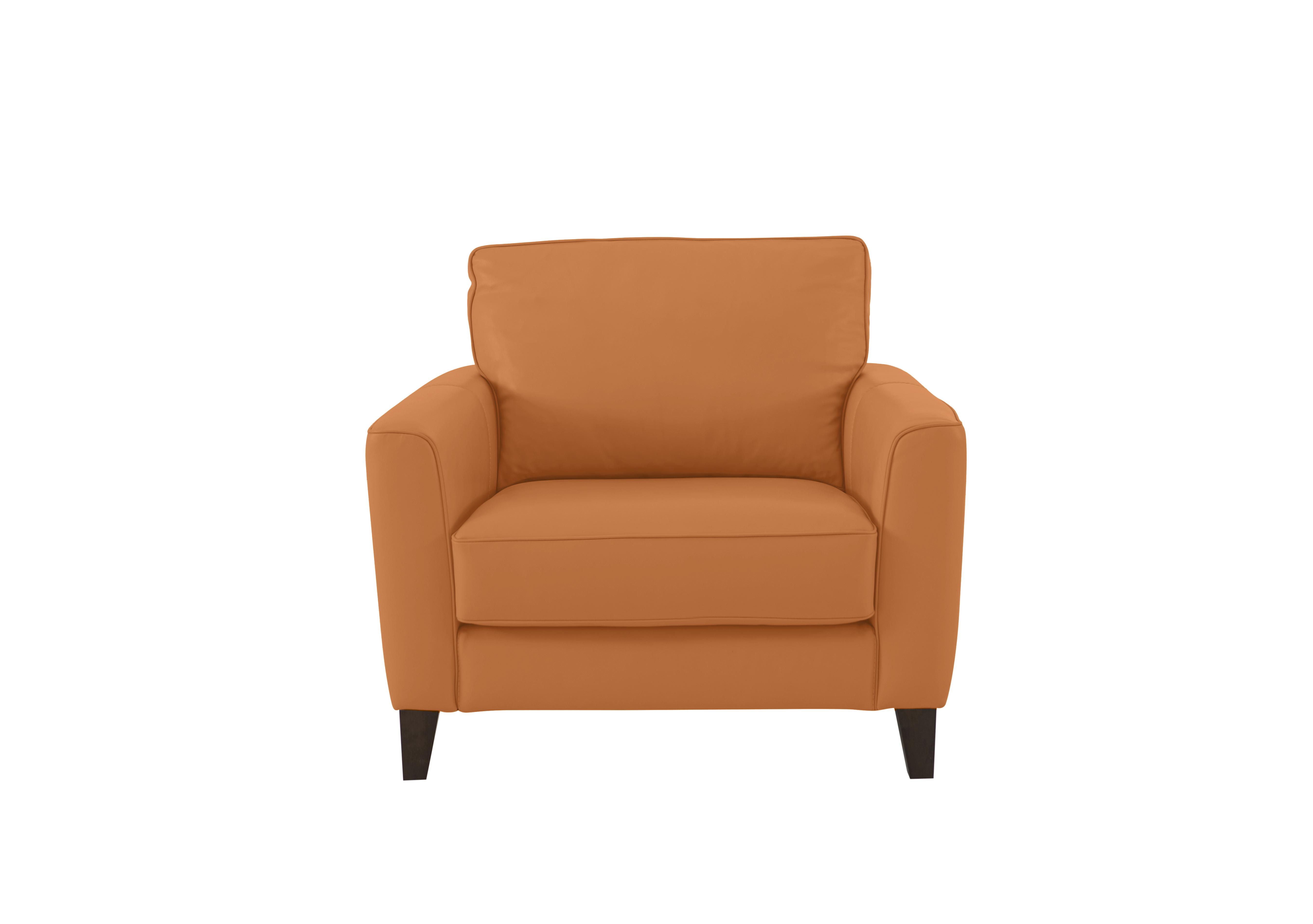Brondby Leather Armchair in Bv-335e Honey Yellow on Furniture Village