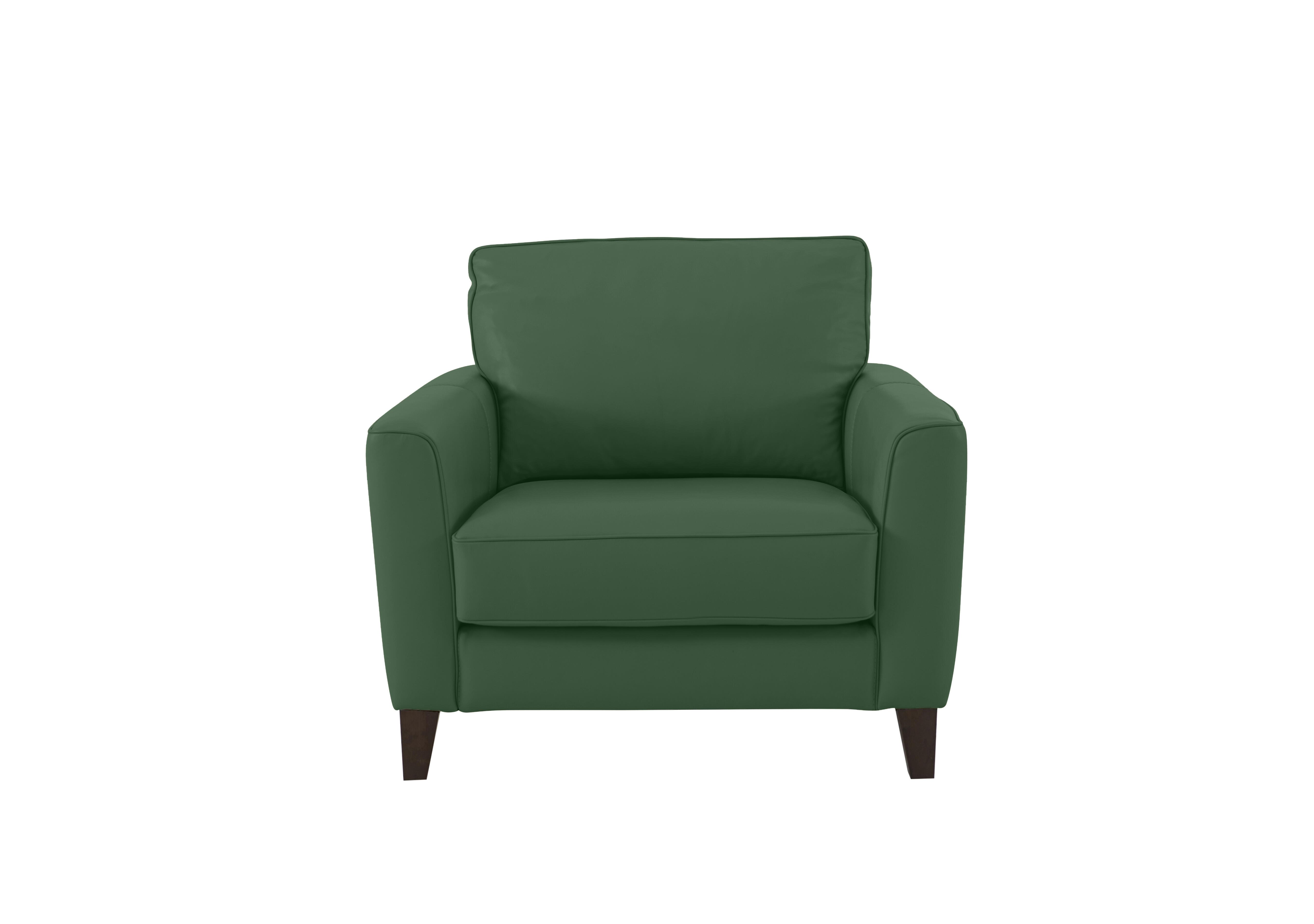 Brondby Leather Armchair in Bv-371e Chive Green on Furniture Village