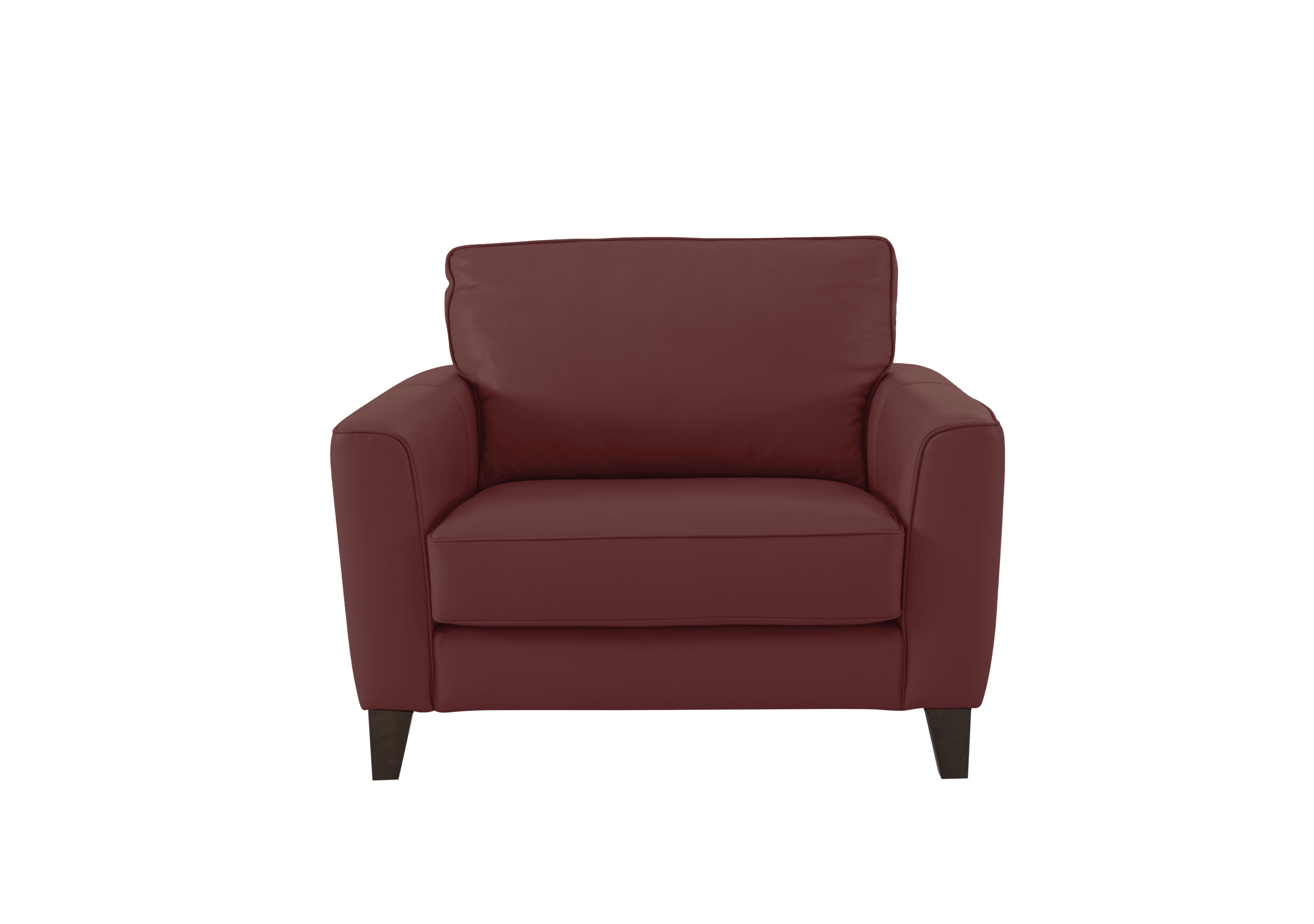 Brondby Leather Cuddle Chair in Bv-035c Deep Red on Furniture Village