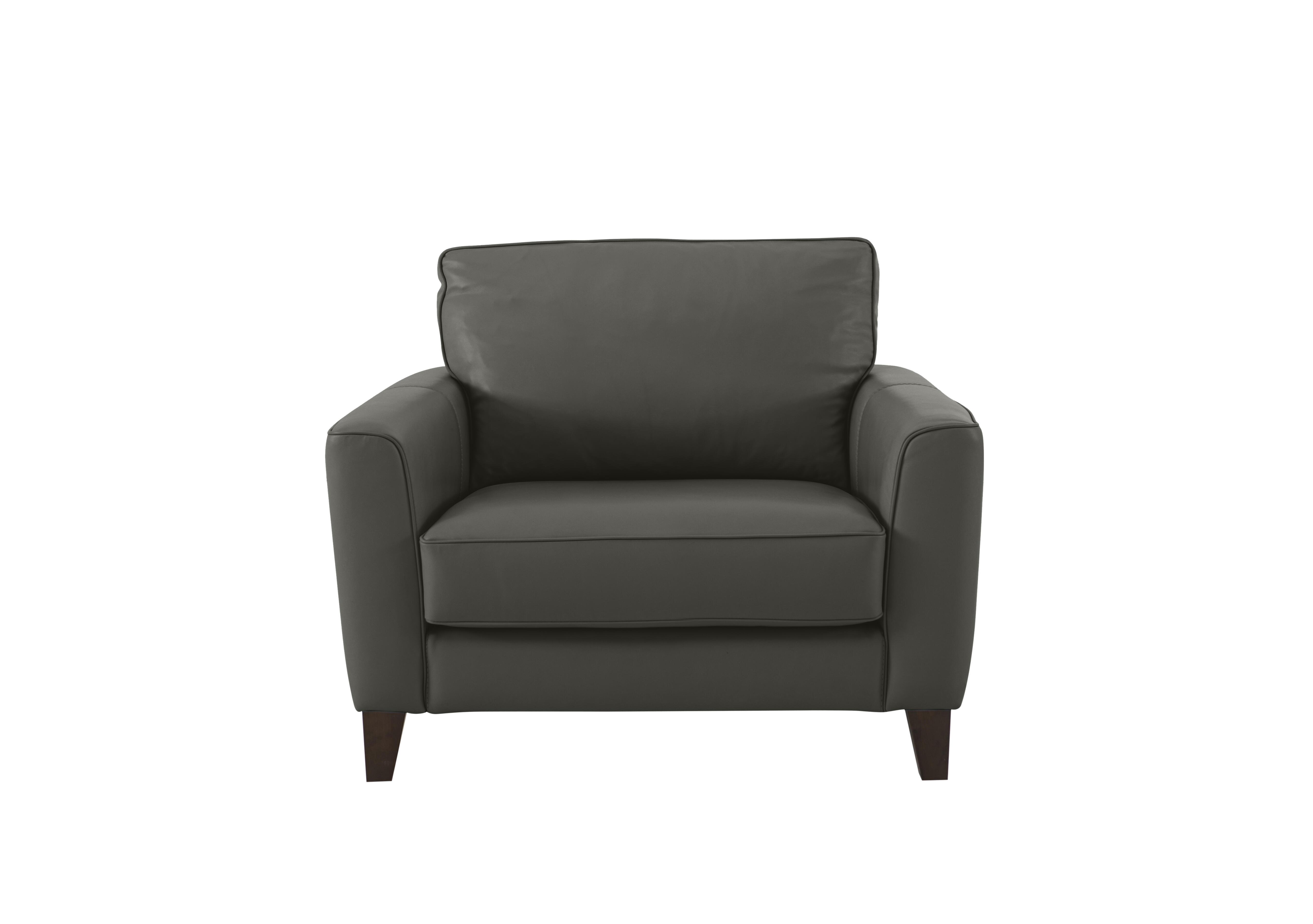 Brondby Leather Cuddle Chair in Bv-088e Charcoal Grey on Furniture Village