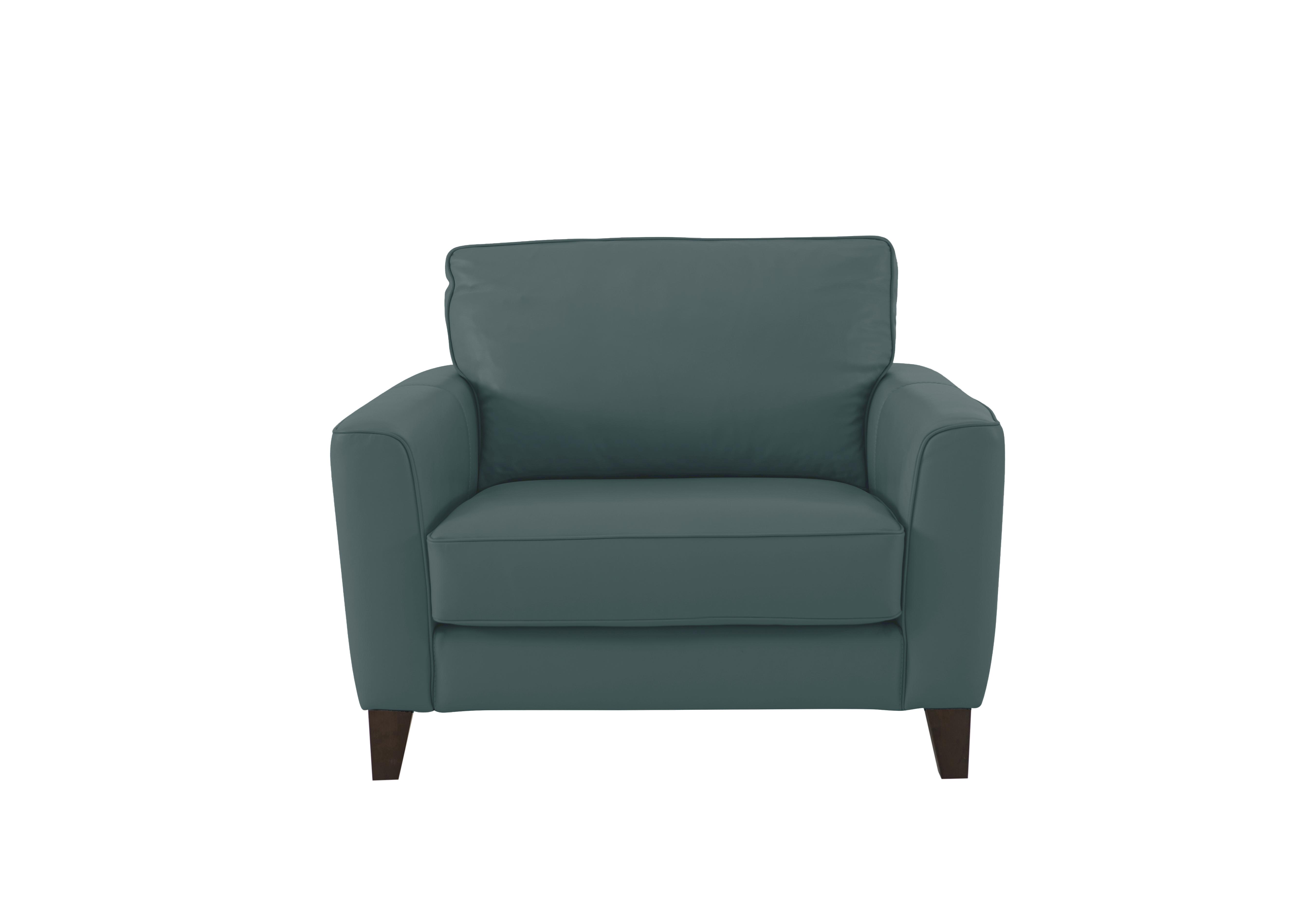 Brondby Leather Cuddle Chair in Bv-301e Lake Green on Furniture Village