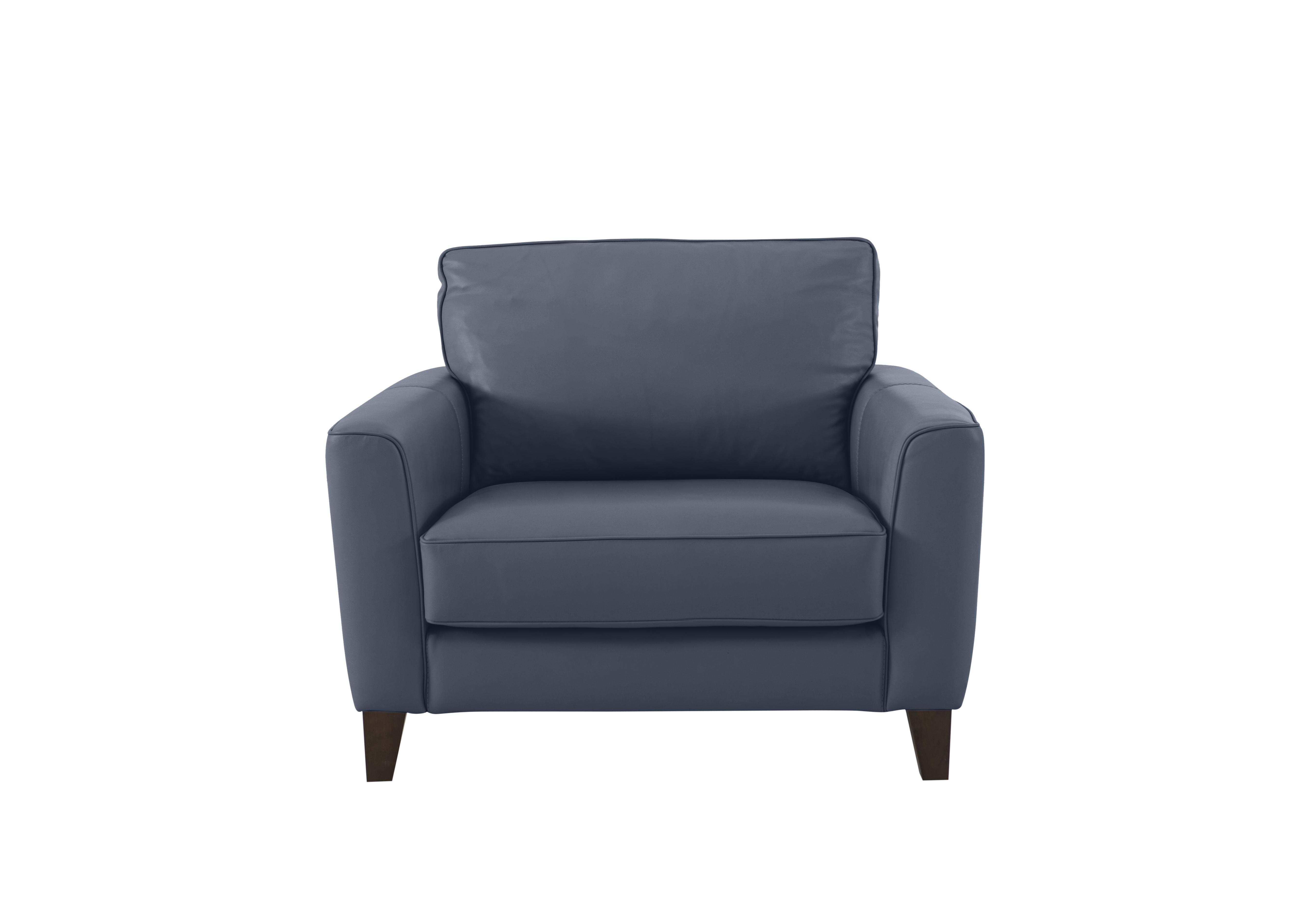 Brondby Leather Cuddle Chair in Bv-313e Ocean Blue on Furniture Village
