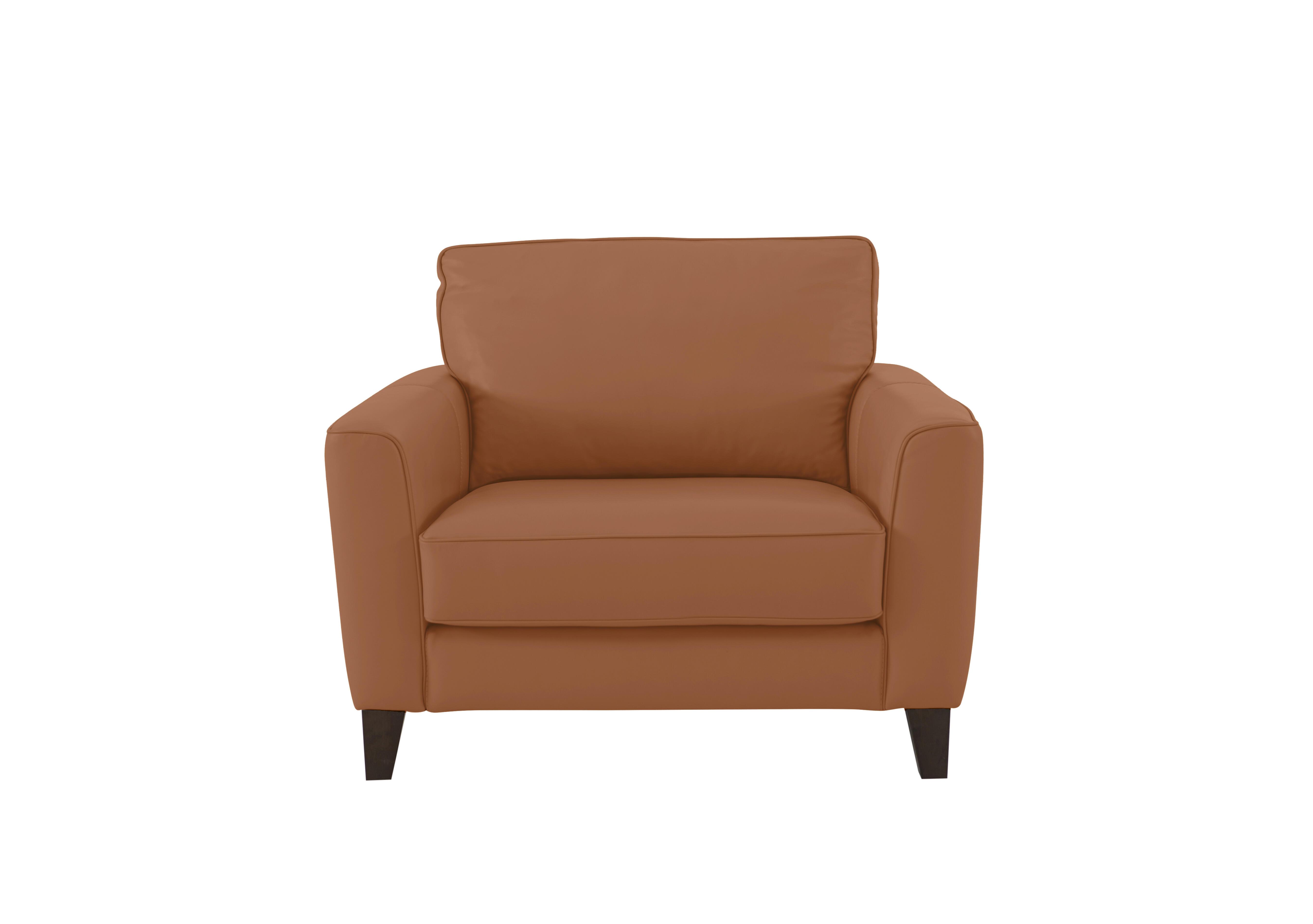 Brondby Leather Cuddle Chair in Bv-334e Pecan Brown on Furniture Village