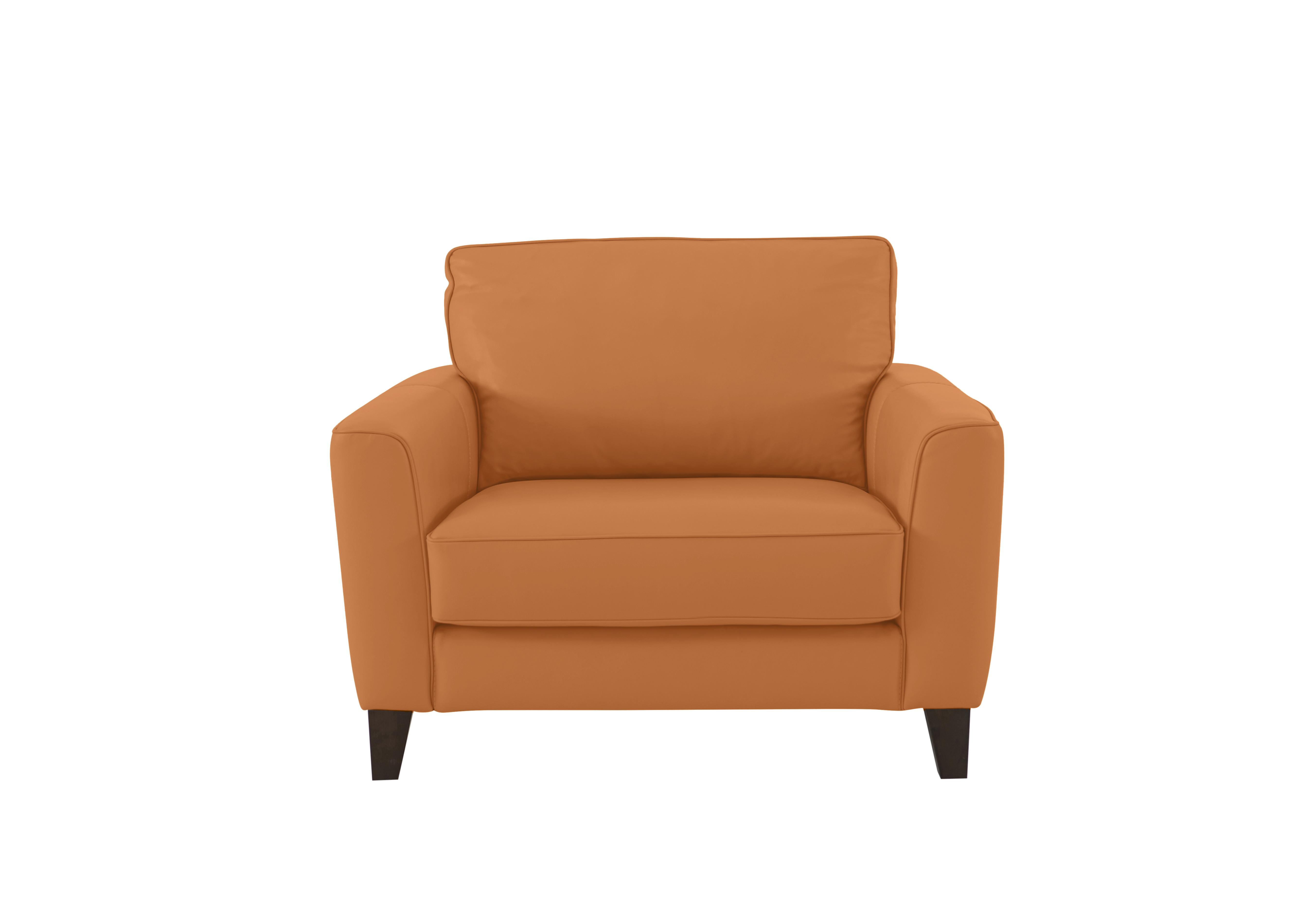 Brondby Leather Cuddle Chair in Bv-335e Honey Yellow on Furniture Village