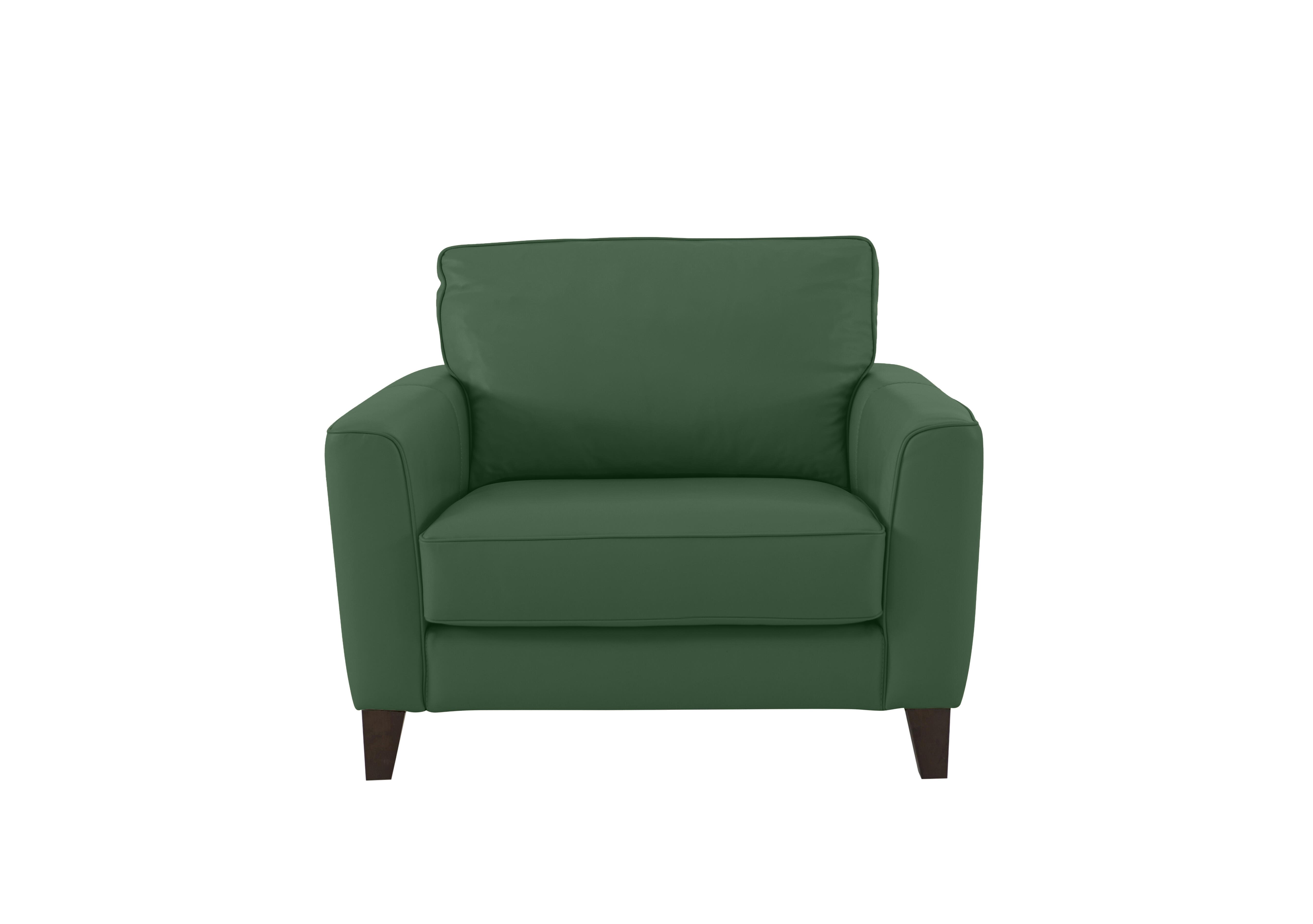 Brondby Leather Cuddle Chair in Bv-371e Chive Green on Furniture Village