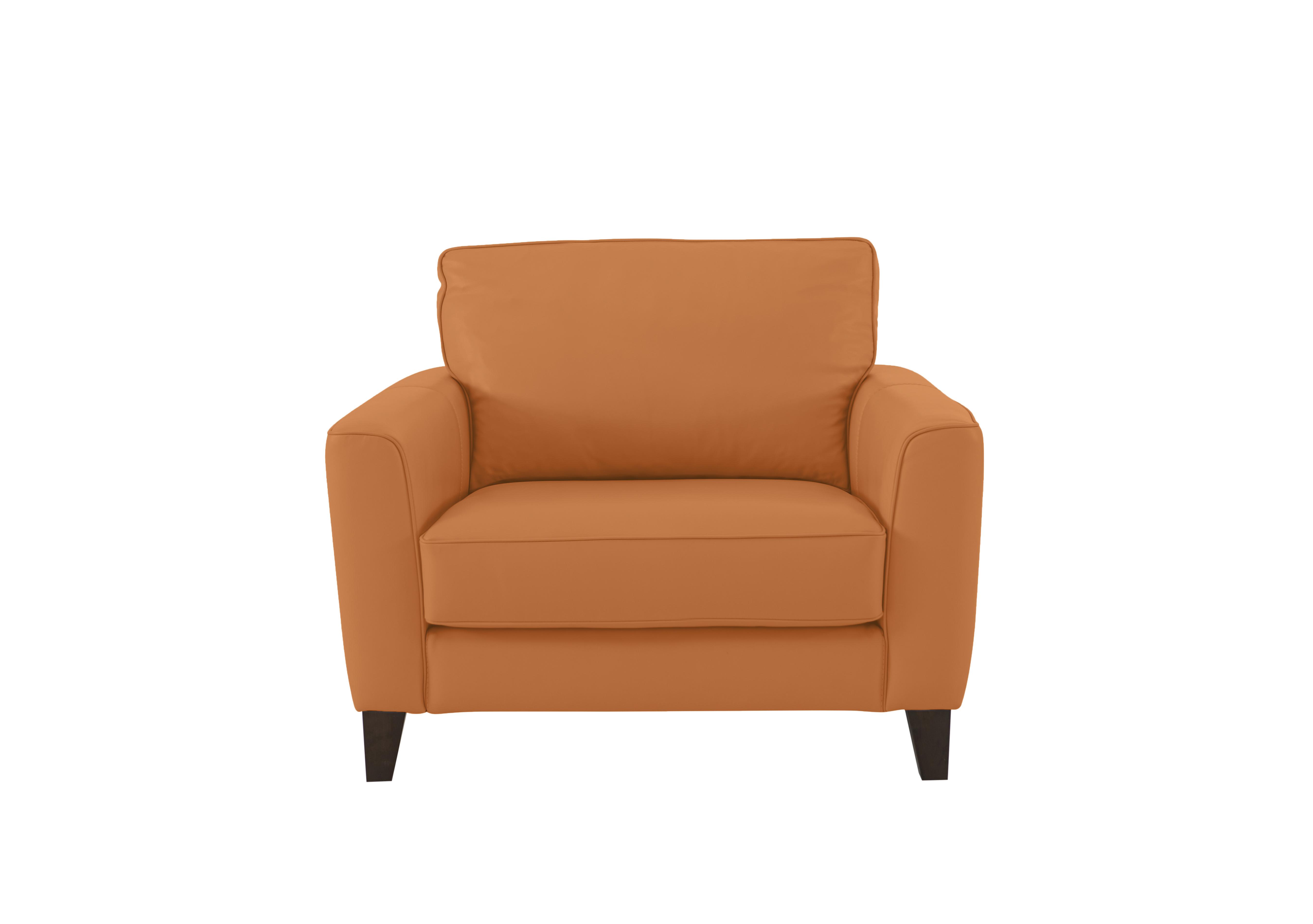 Brondby Leather Cuddle Chair in Nc-335e Honey Yellow on Furniture Village
