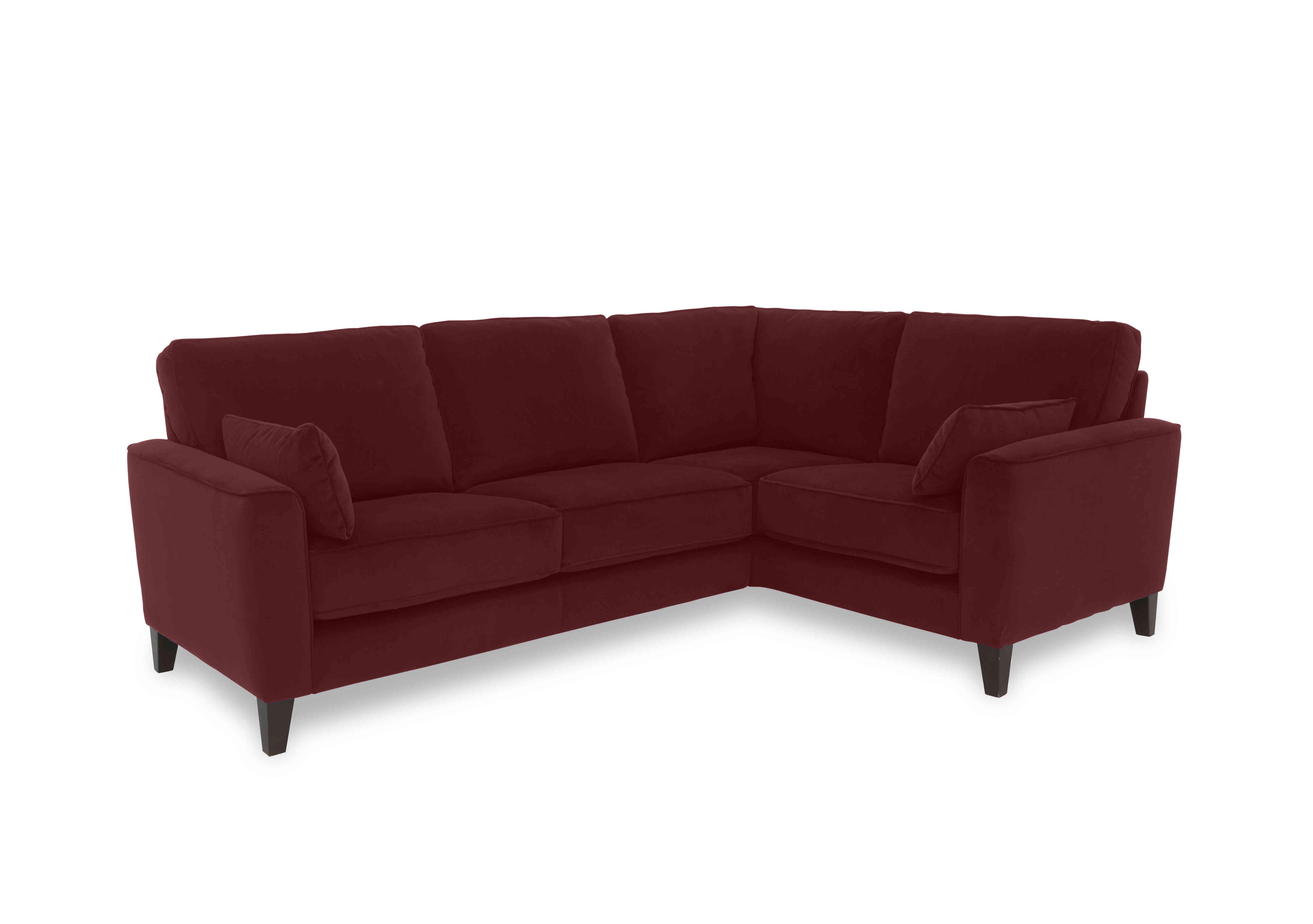 Brondby Small Fabric Corner Sofa in Fab-Meg-R65 Burgundy on Furniture Village
