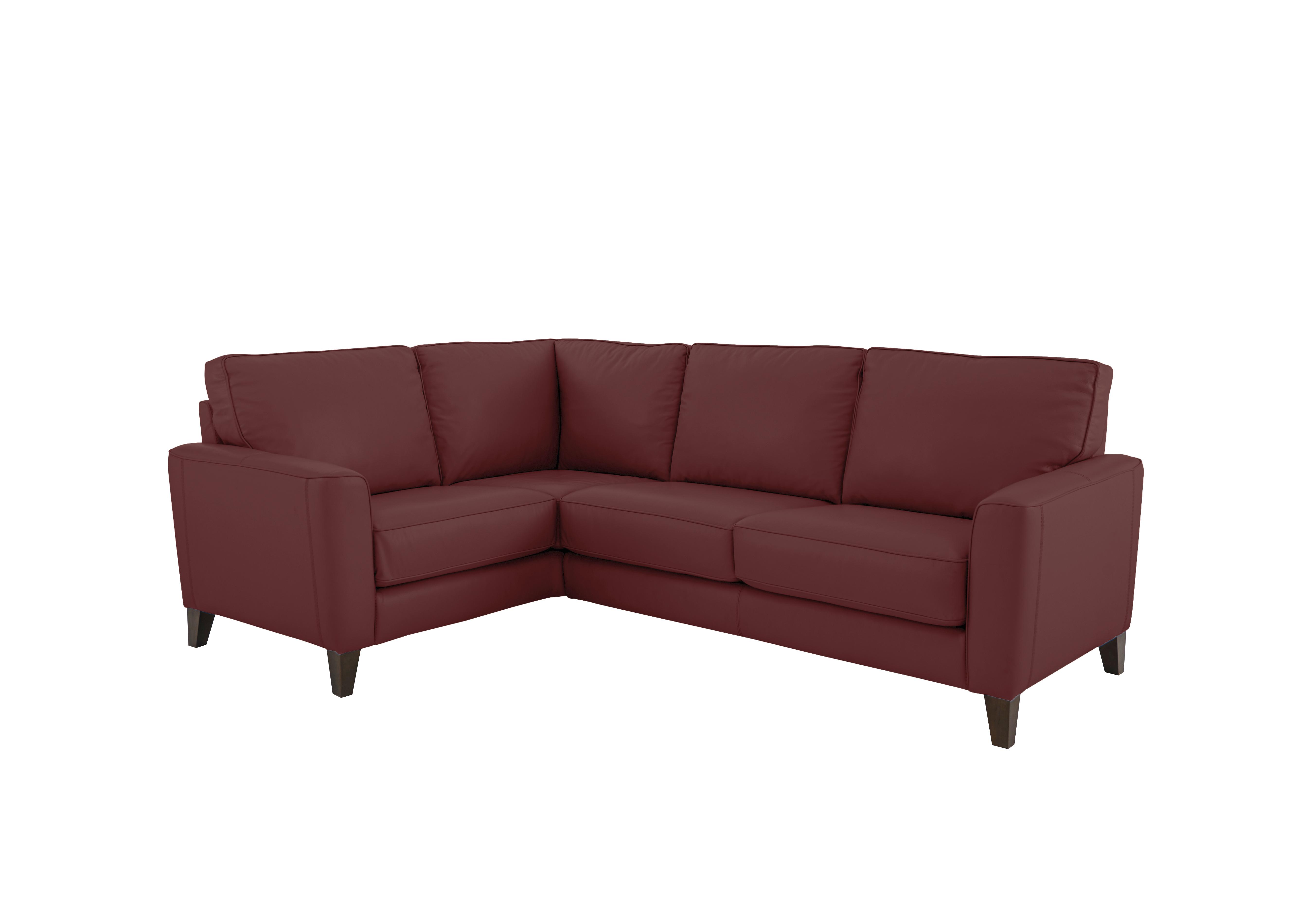 Brondby Small Leather Corner Sofa in Bv-035c Deep Red on Furniture Village