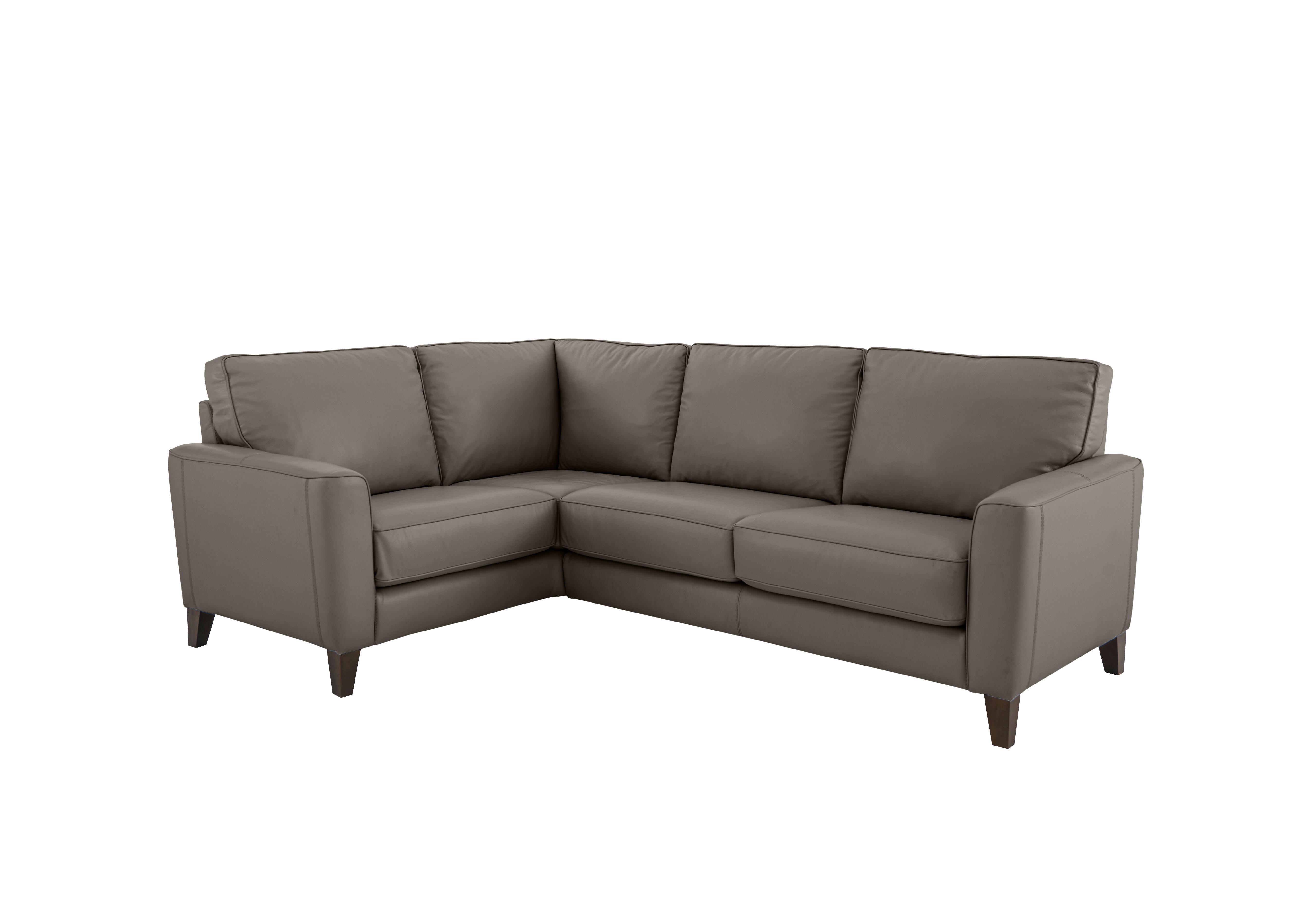 Brondby Small Leather Corner Sofa in Bv-042e Elephant on Furniture Village