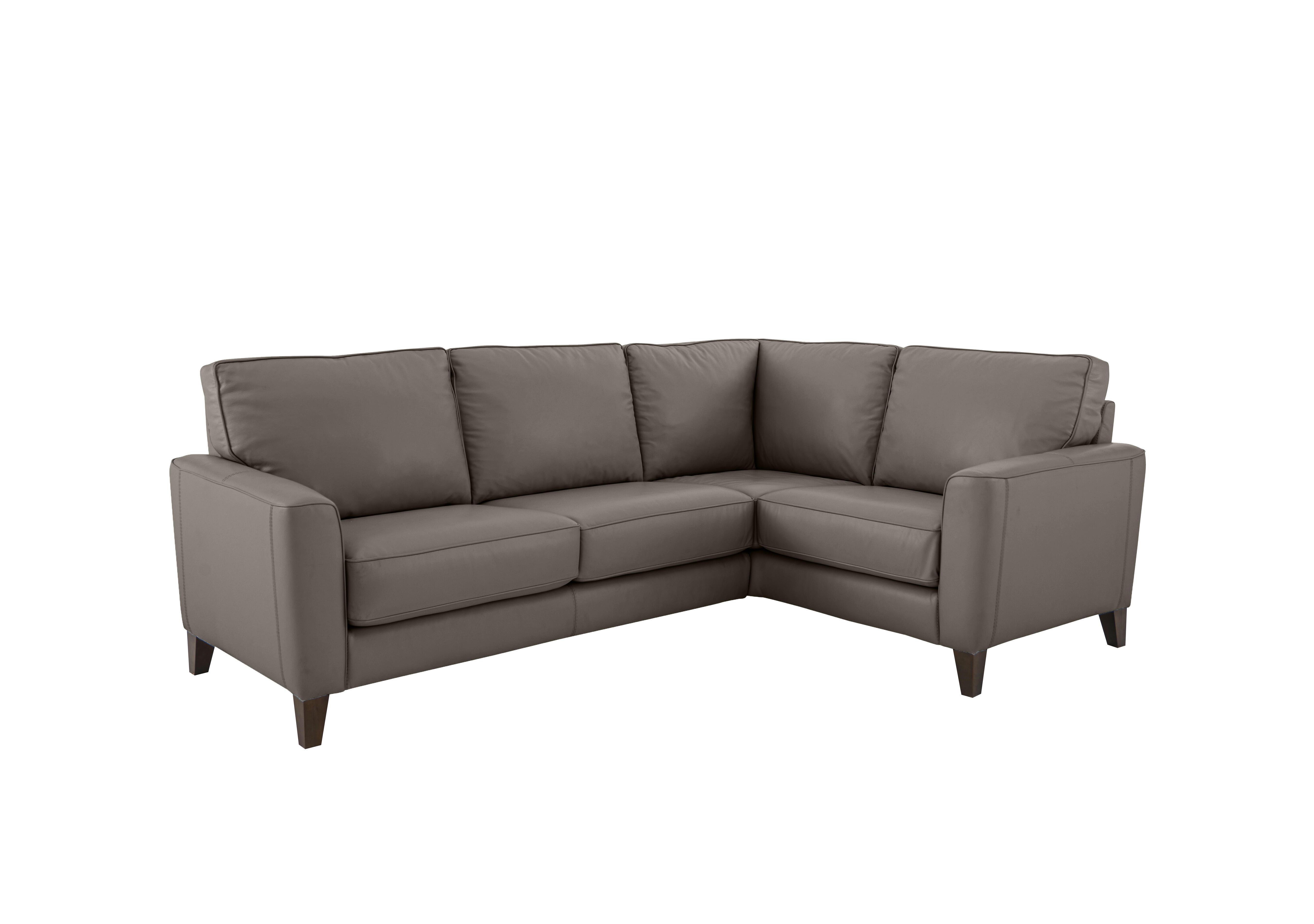 Brondby Small Leather Corner Sofa in Bv-042e Elephant on Furniture Village