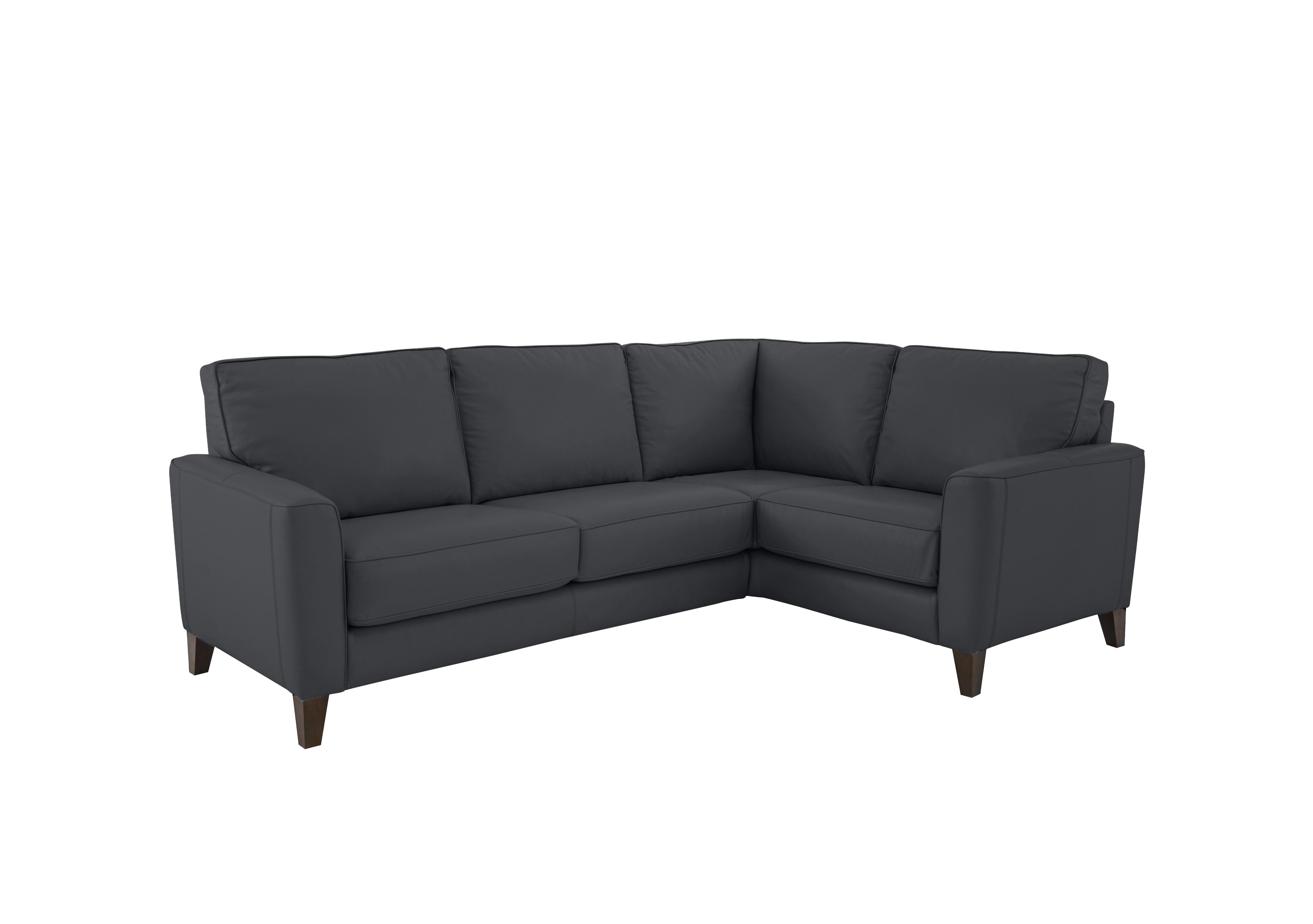 Brondby Small Leather Corner Sofa in Bv-058e Shale Grey on Furniture Village