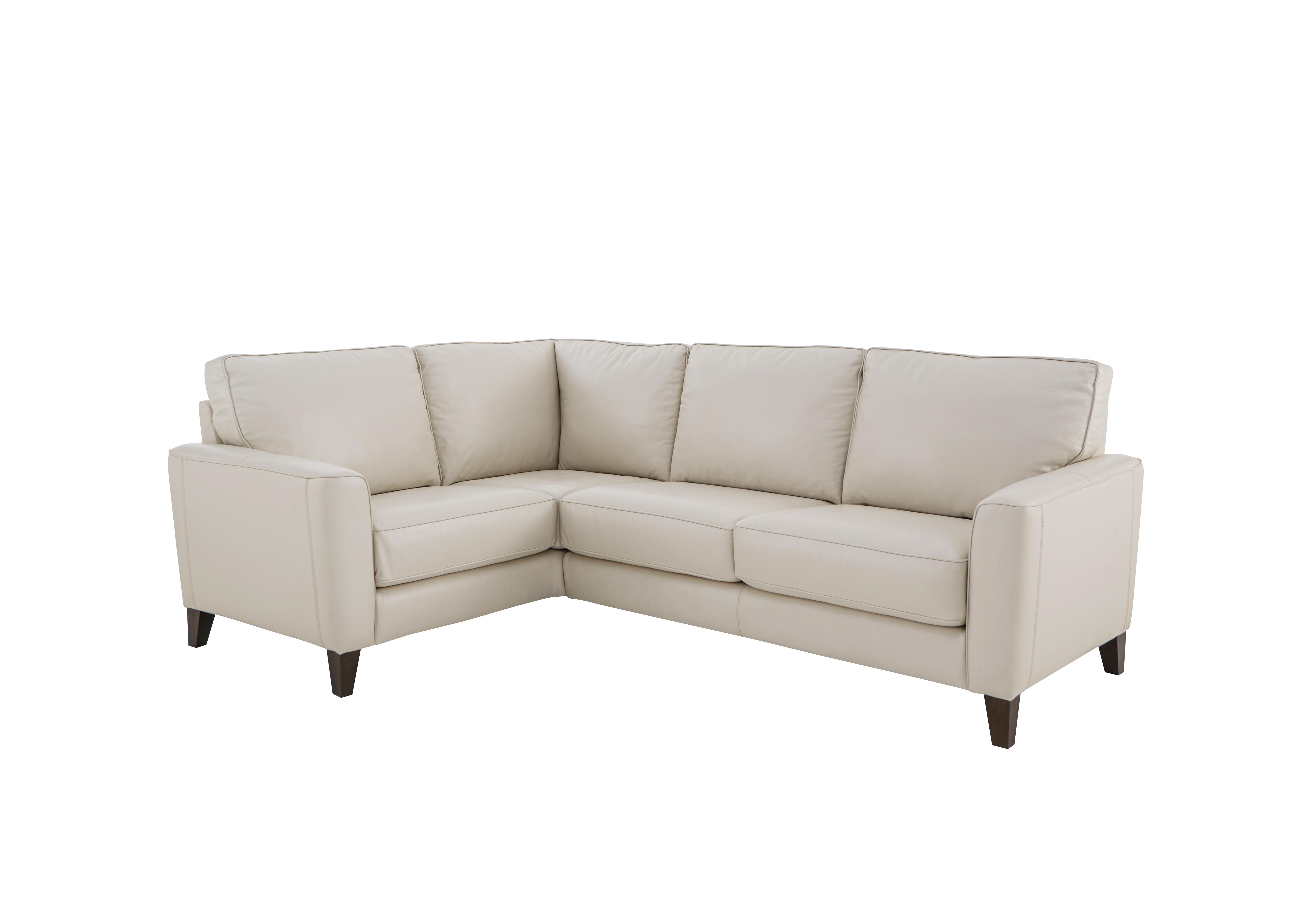 Brondby Small Leather Corner Sofa in Bv-156e Frost on Furniture Village