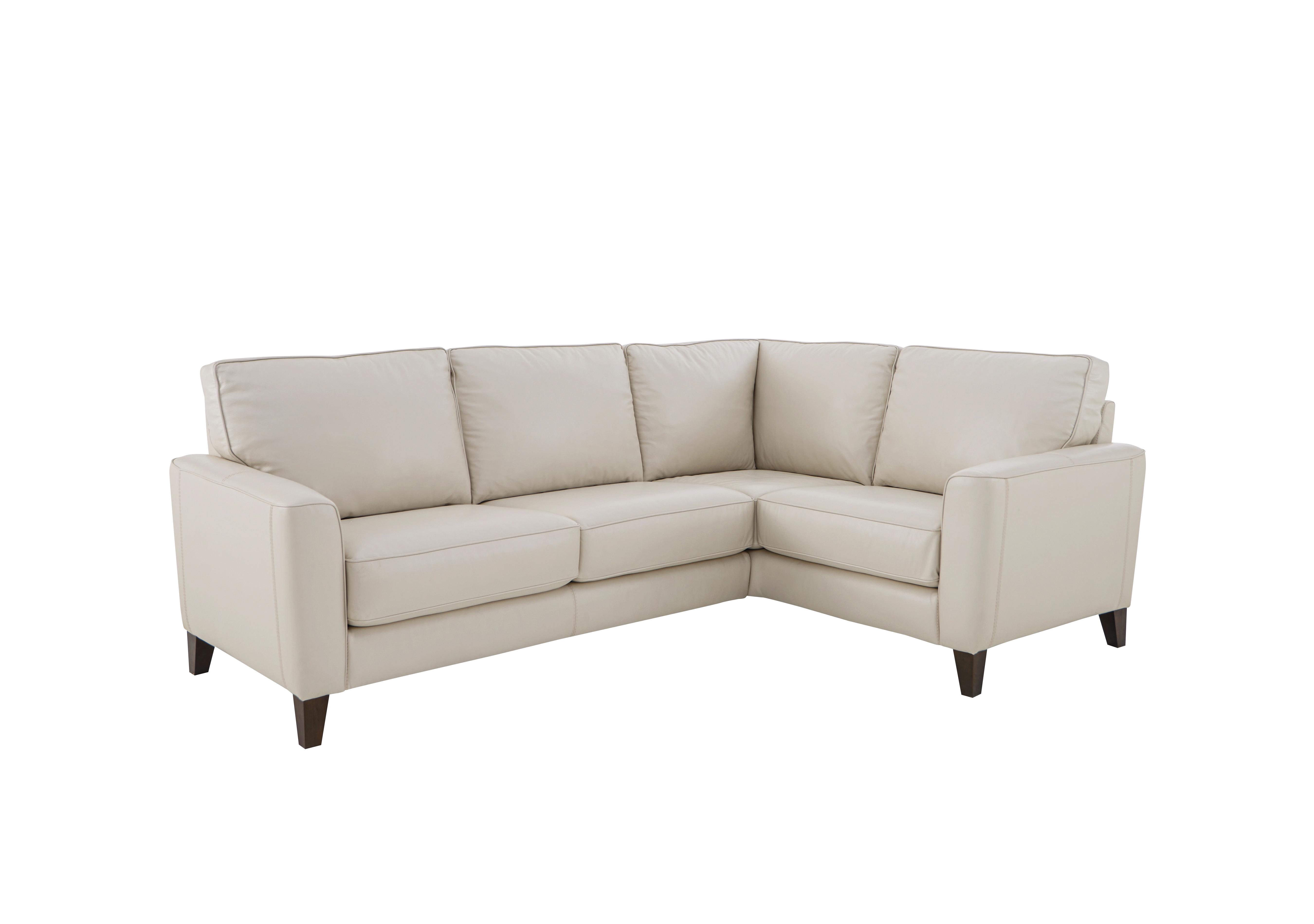 Brondby Small Leather Corner Sofa in Bv-156e Frost on Furniture Village