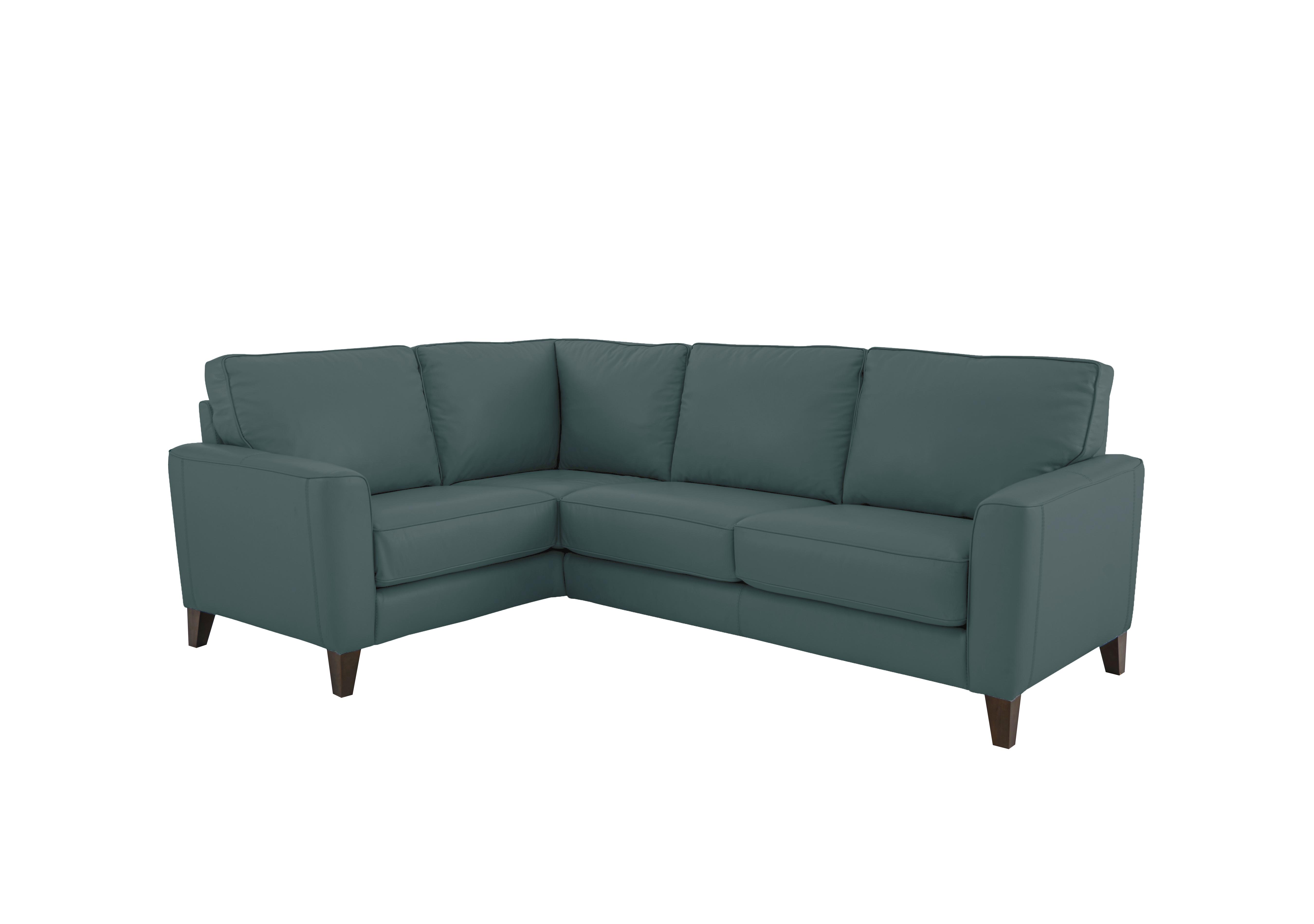 Brondby Small Leather Corner Sofa in Bv-301e Lake Green on Furniture Village