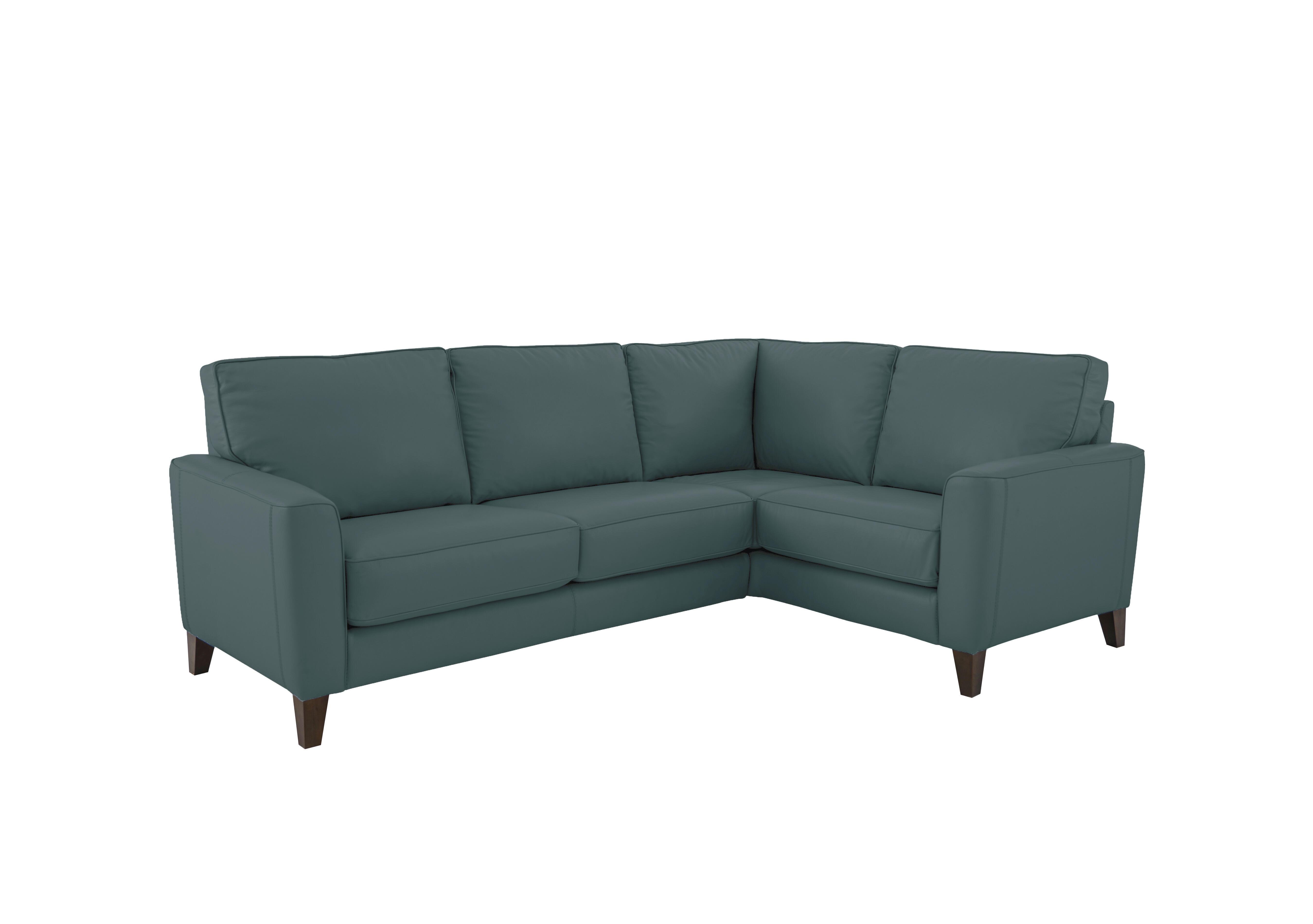 Brondby Small Leather Corner Sofa in Bv-301e Lake Green on Furniture Village