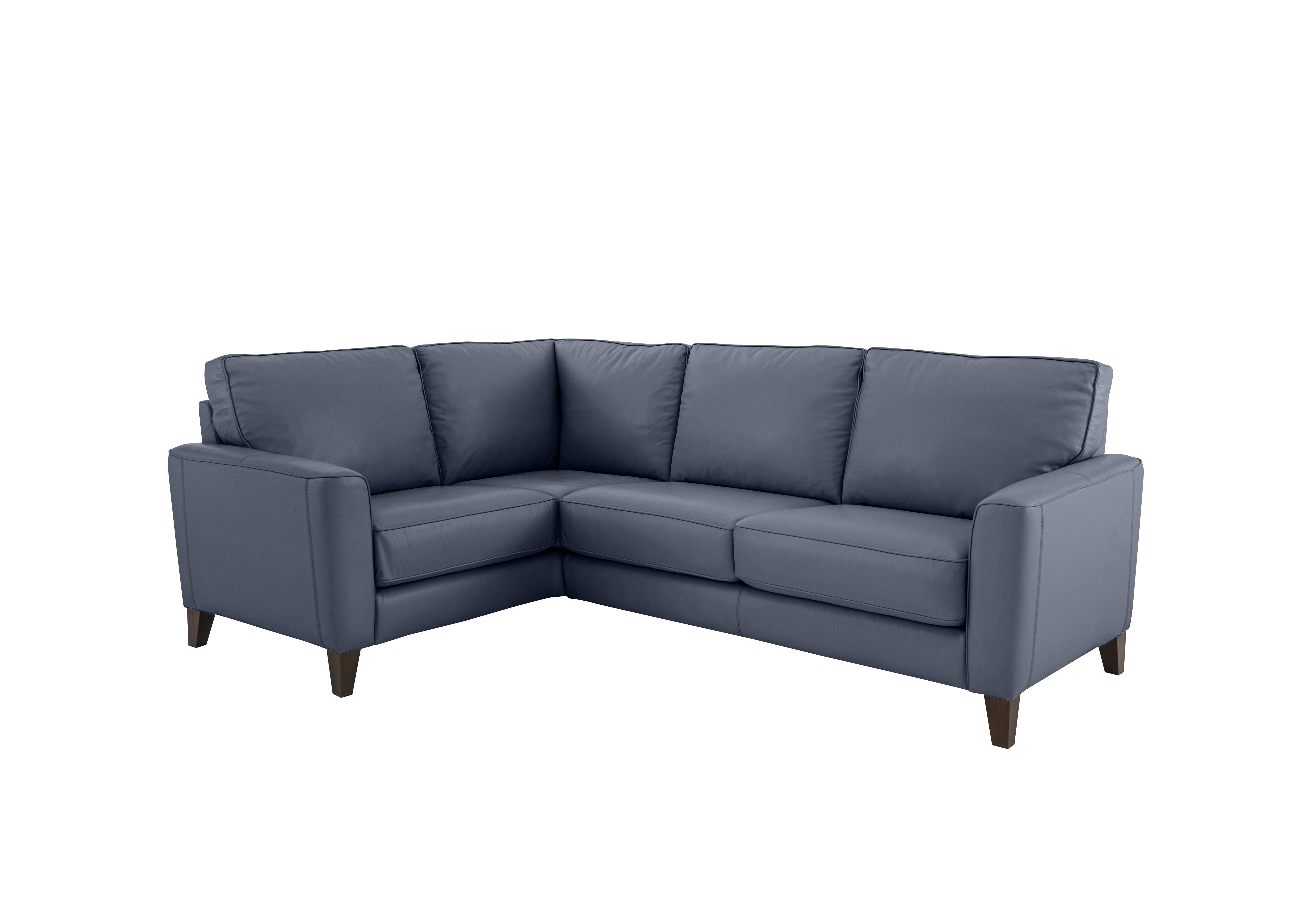 Brondby Small Leather Corner Sofa in Bv-313e Ocean Blue on Furniture Village