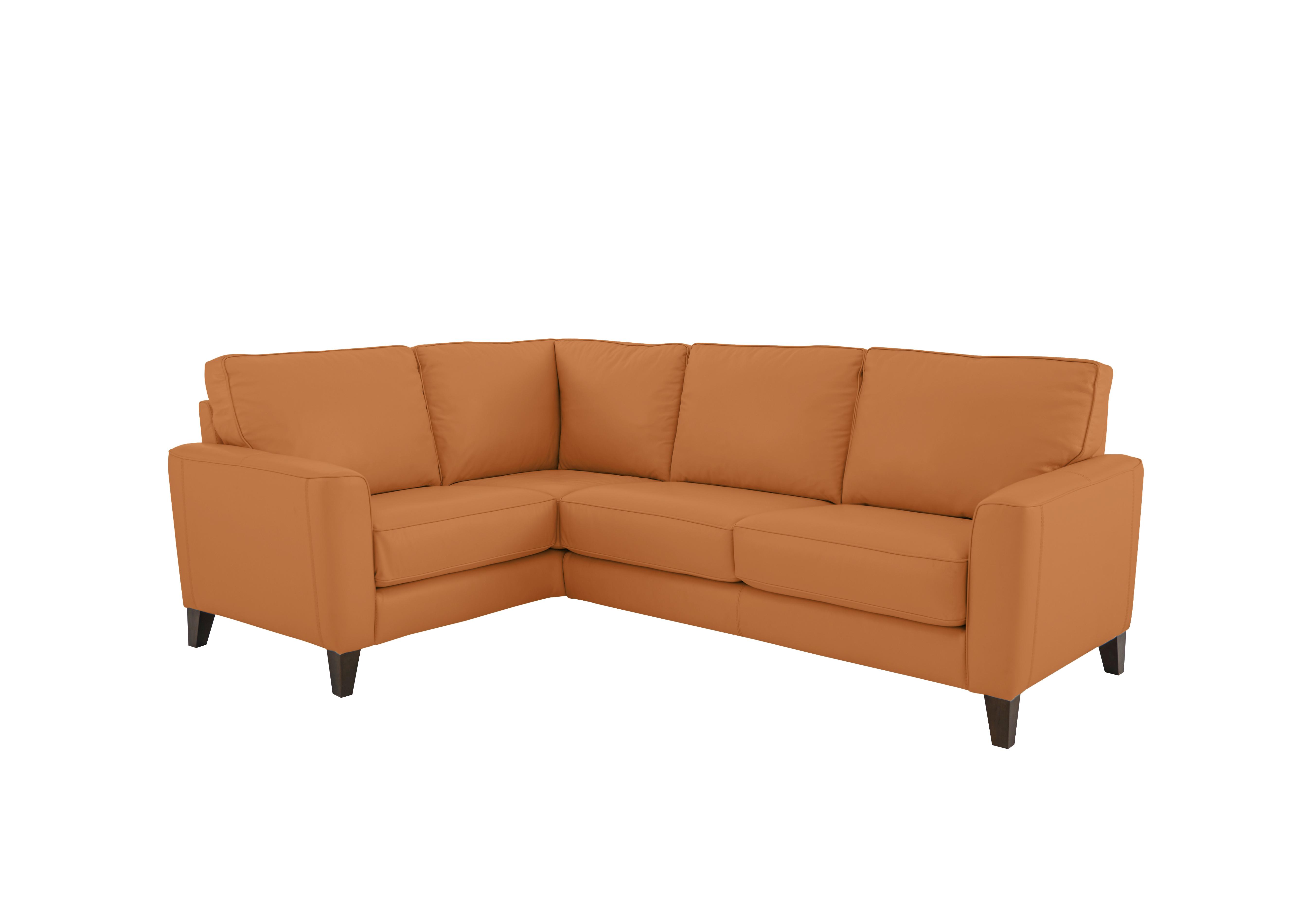 Brondby Small Leather Corner Sofa in Bv-335e Honey Yellow on Furniture Village