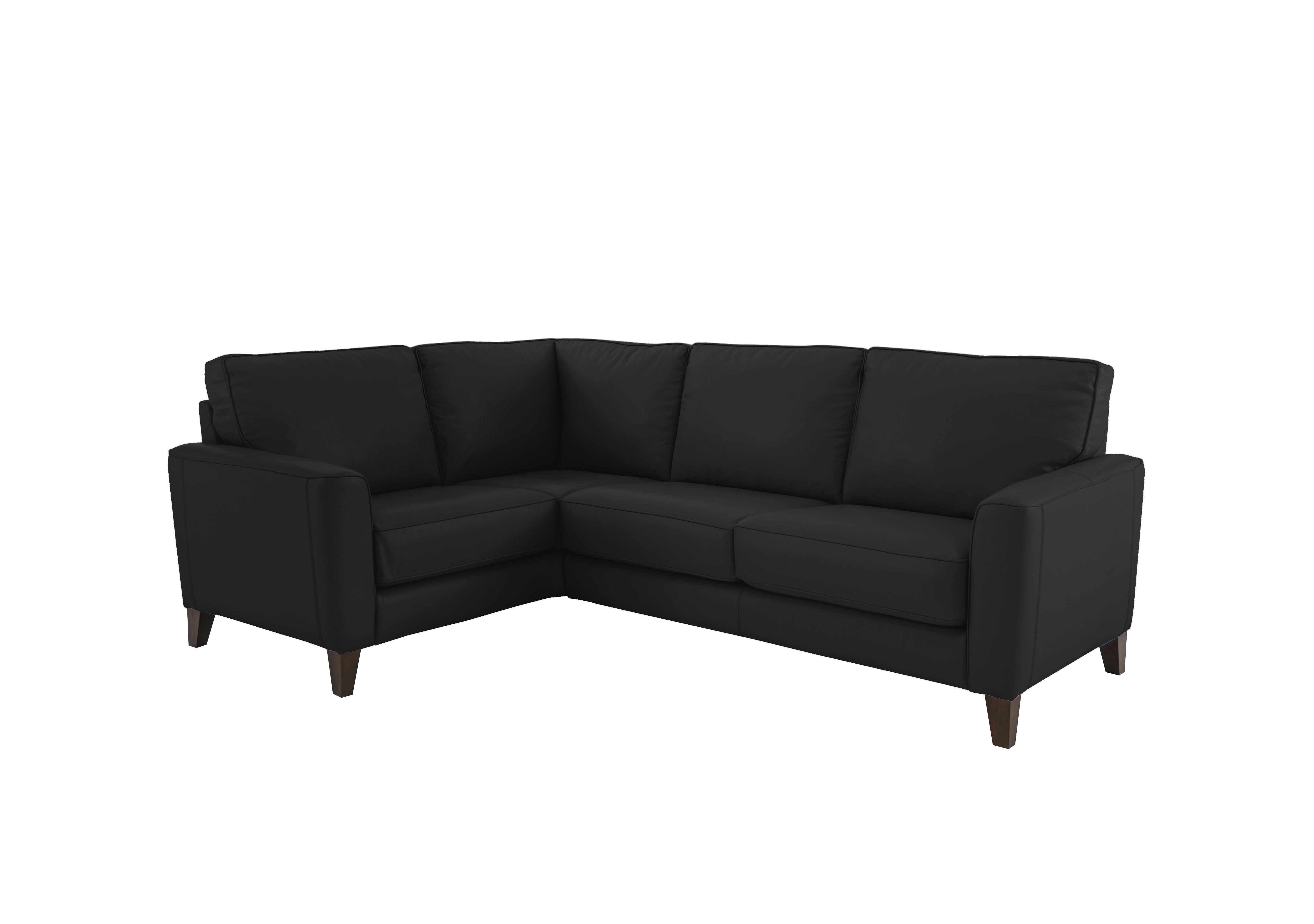 Brondby Small Leather Corner Sofa in Bv-3500 Classic Black on Furniture Village