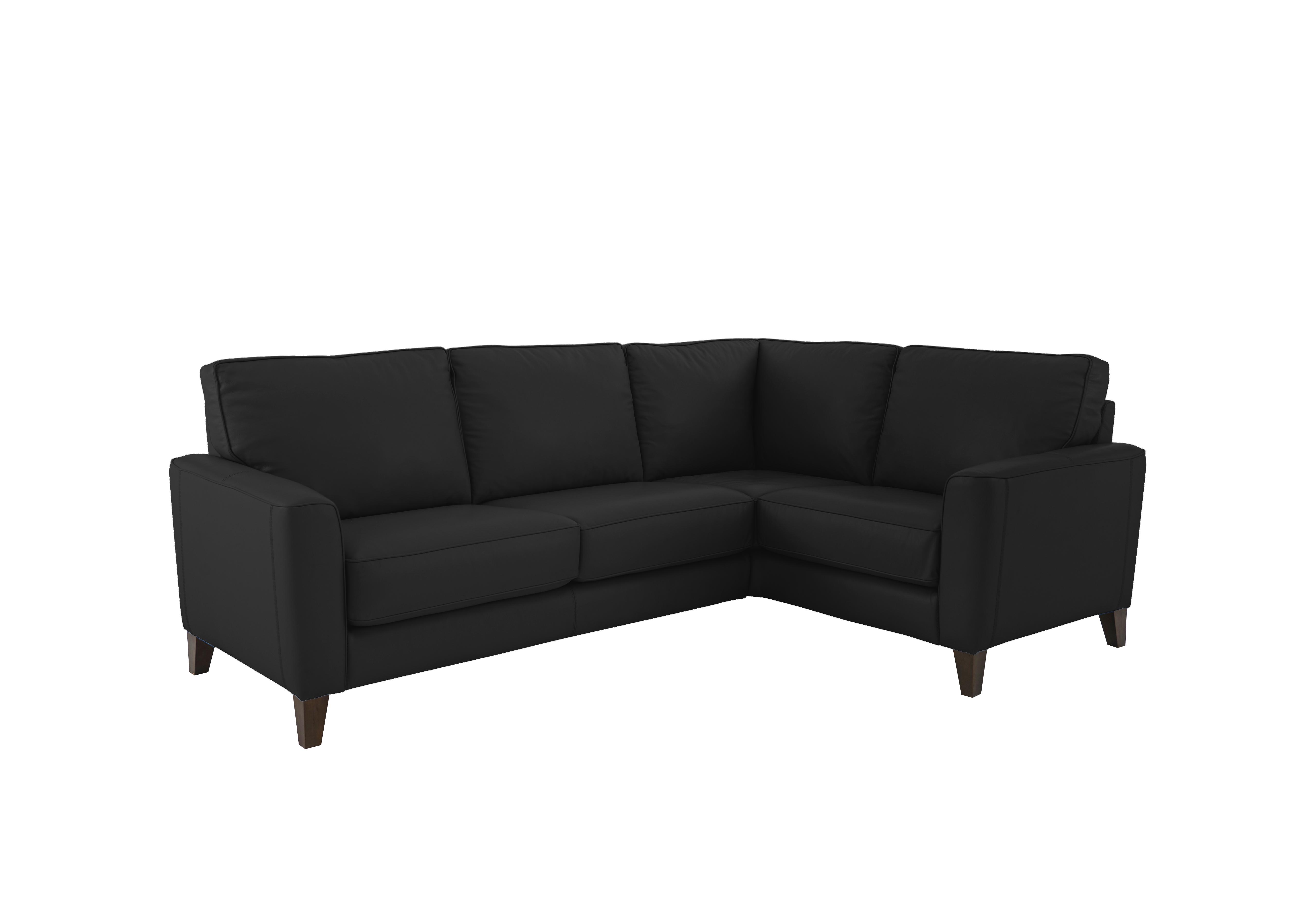 Brondby Small Leather Corner Sofa in Bv-3500 Classic Black on Furniture Village