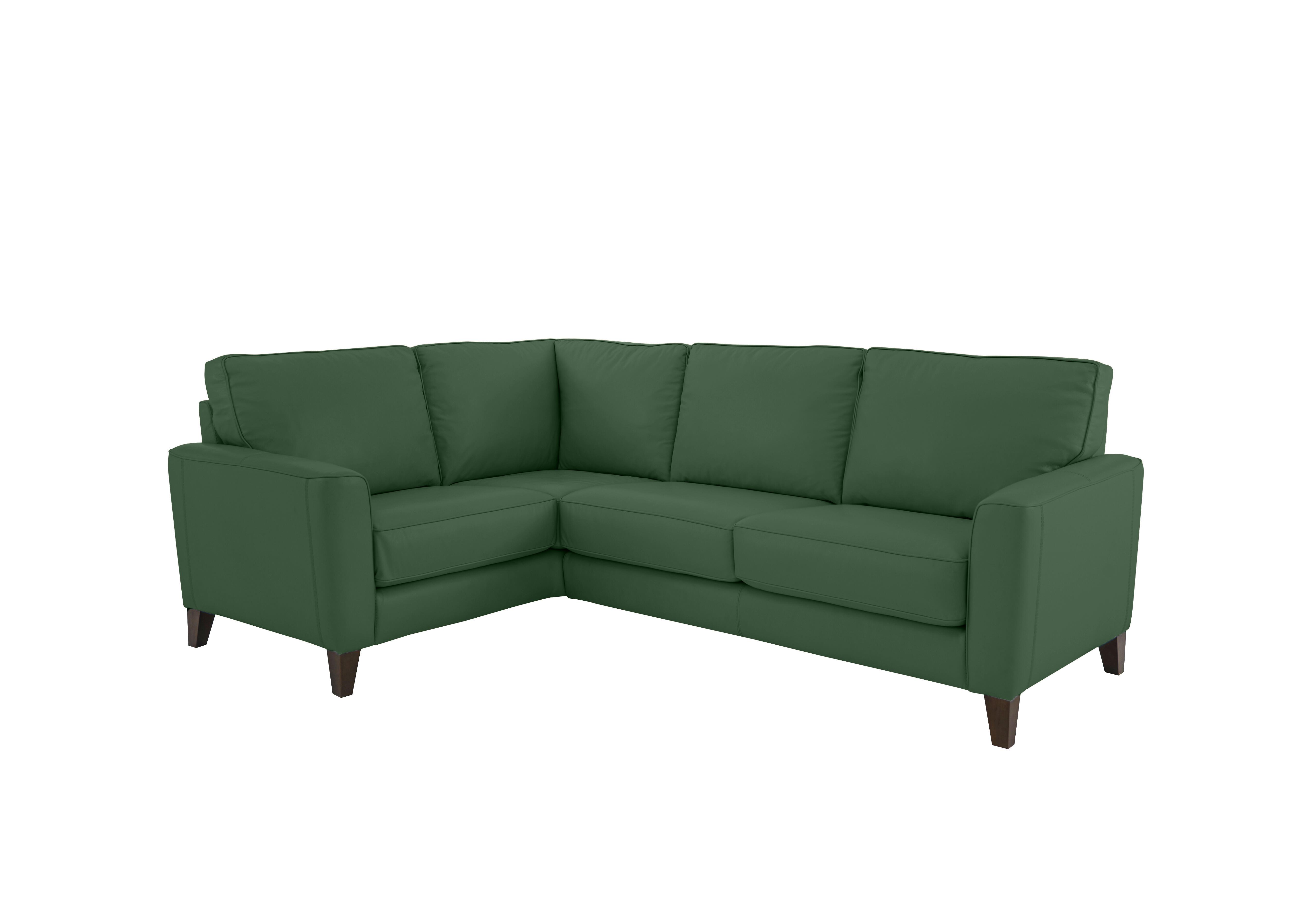 Brondby Small Leather Corner Sofa in Bv-371e Chive Green on Furniture Village