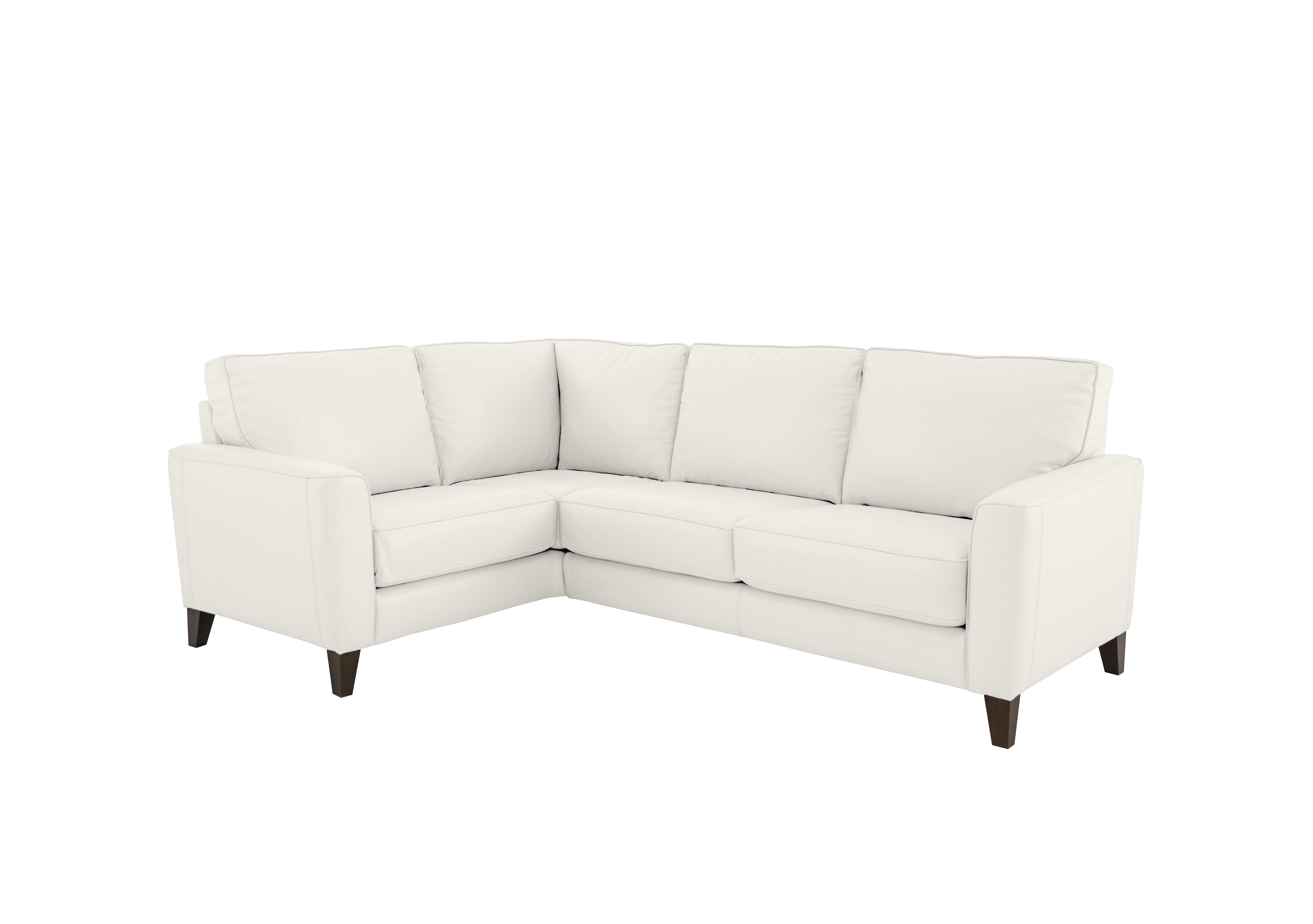 Brondby Small Leather Corner Sofa in Bv-744d Star White on Furniture Village