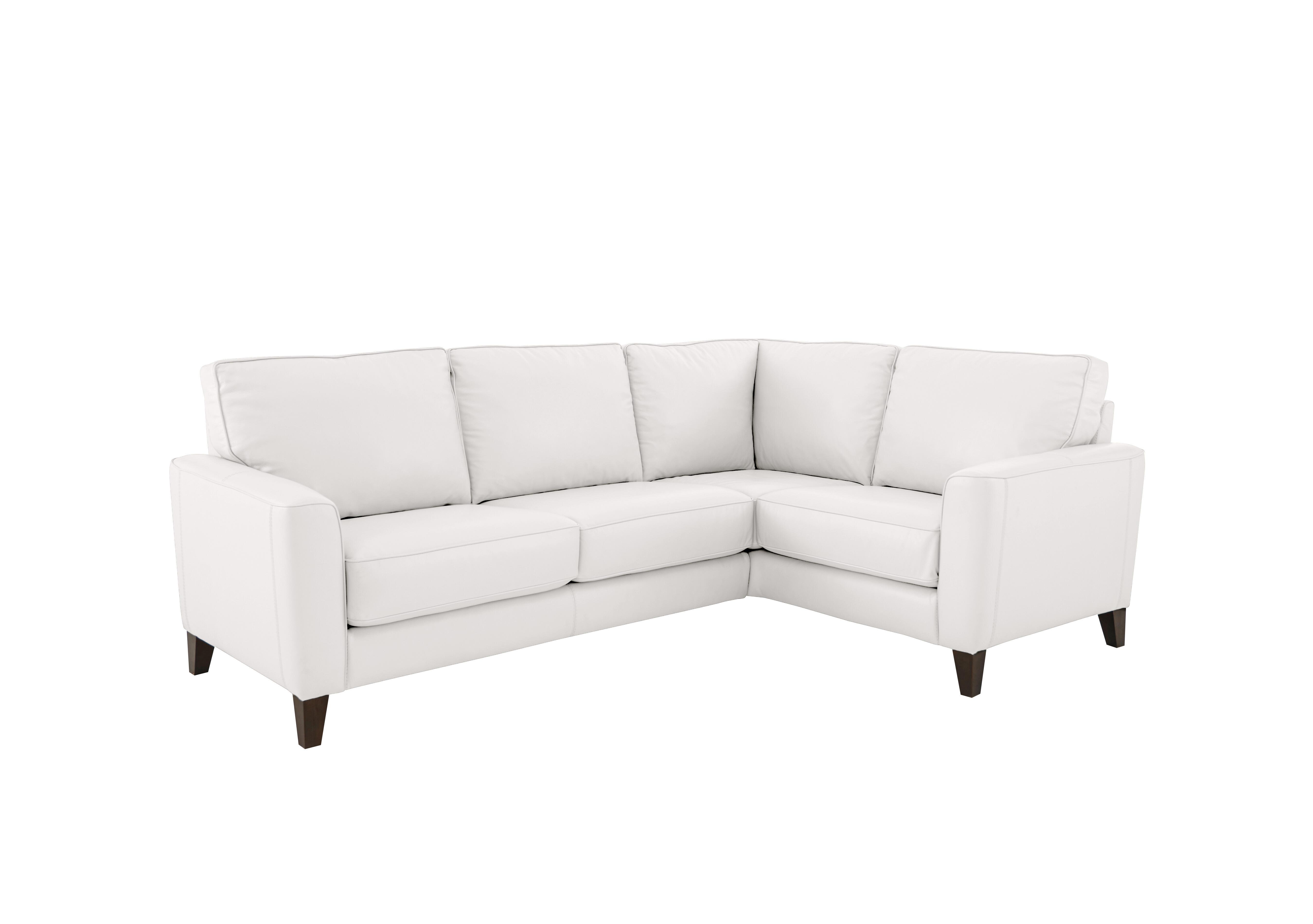 Brondby Small Leather Corner Sofa in Bv-744d Star White on Furniture Village