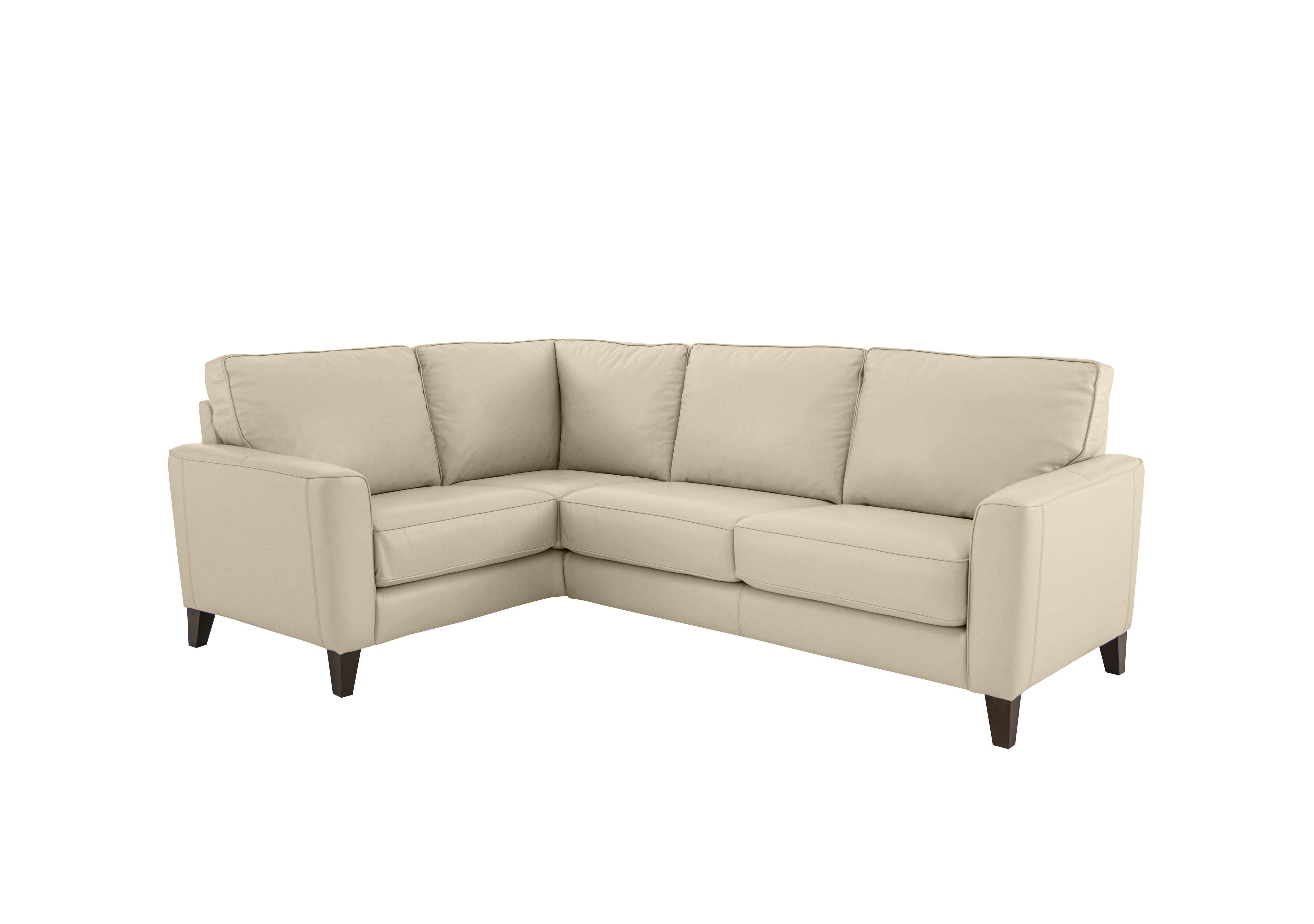 Brondby Small Leather Corner Sofa in Bv-862c Bisque on Furniture Village