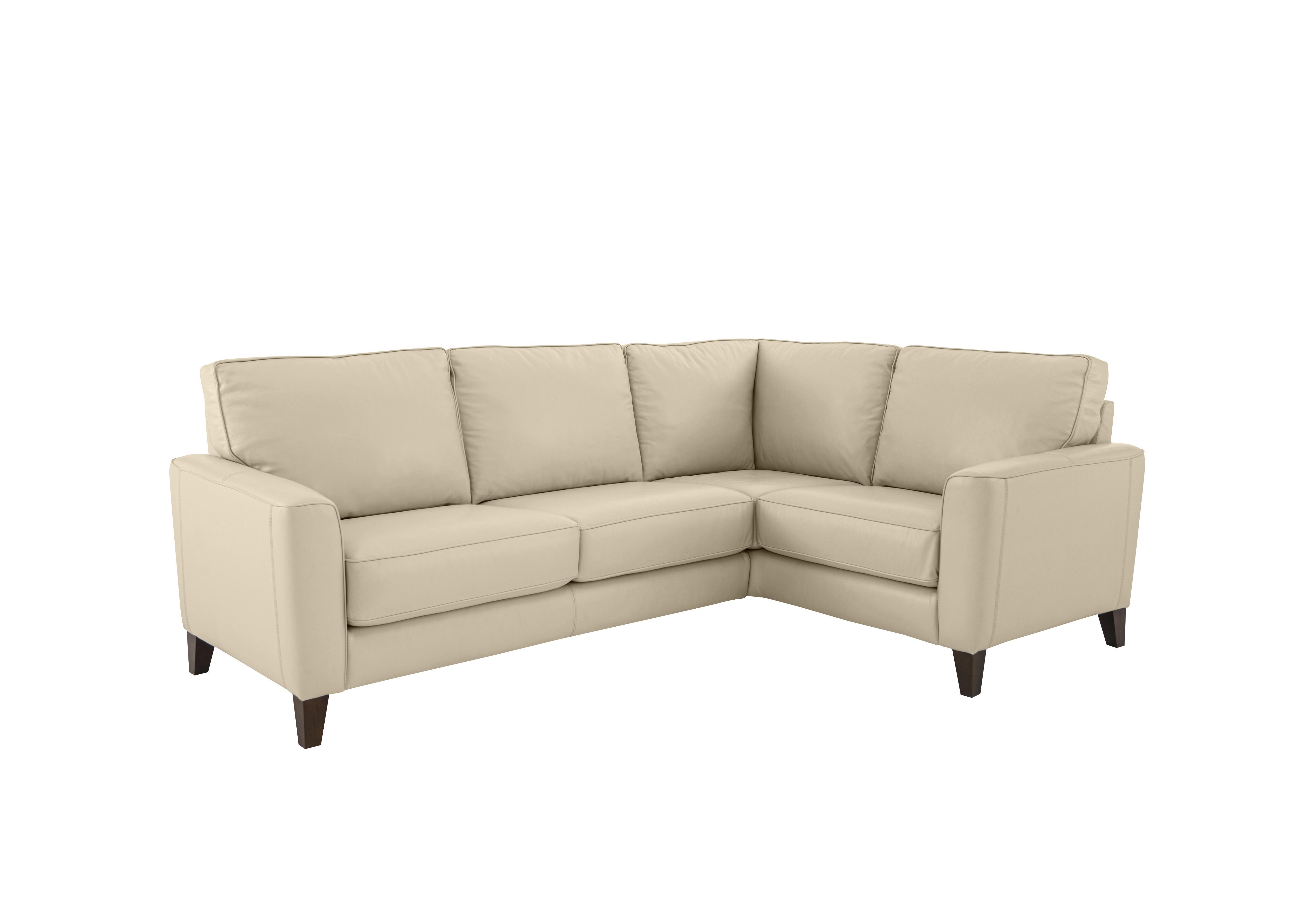 Brondby Small Leather Corner Sofa in Bv-862c Bisque on Furniture Village