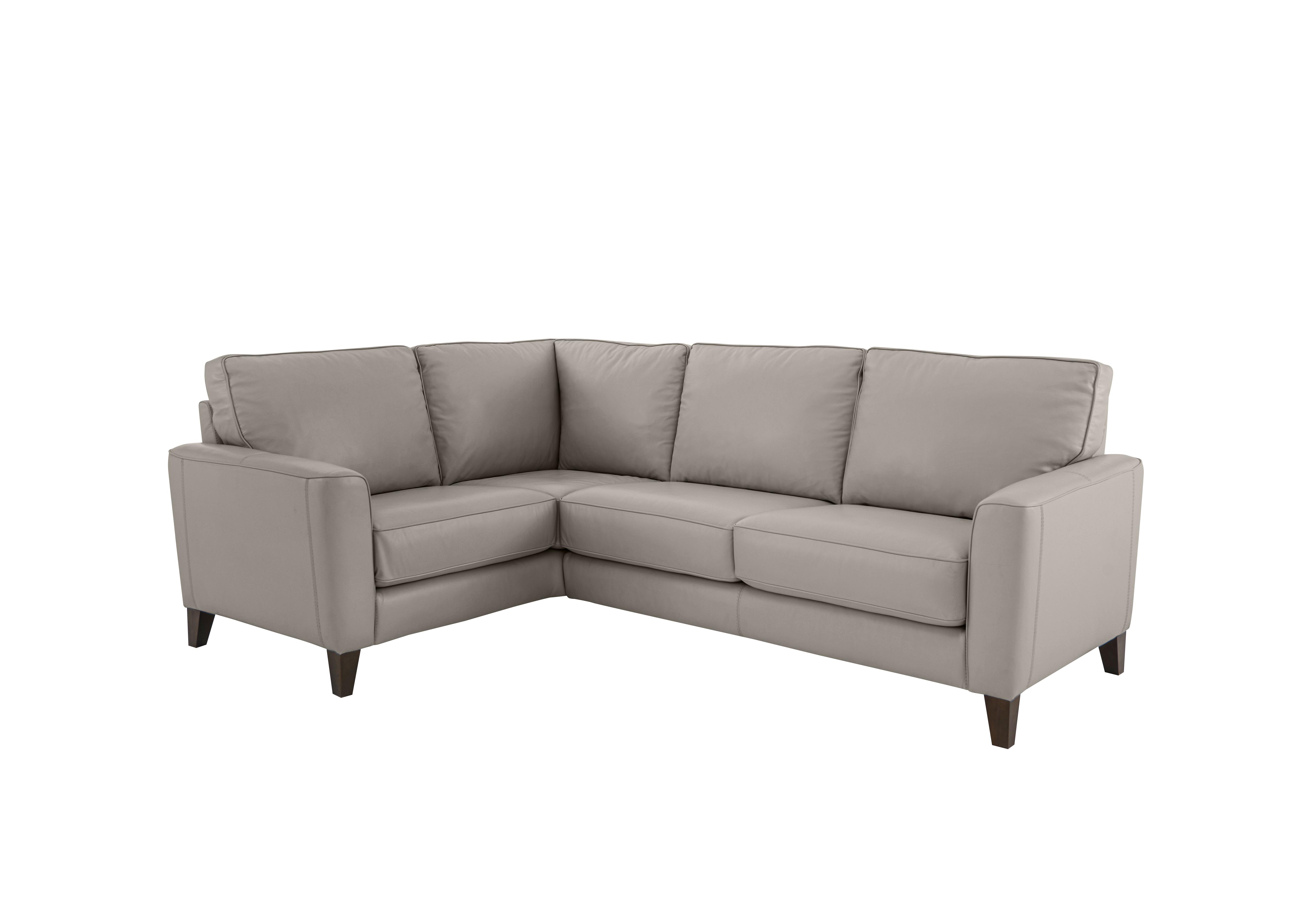 Brondby Small Leather Corner Sofa in Bv-946b Silver Grey on Furniture Village