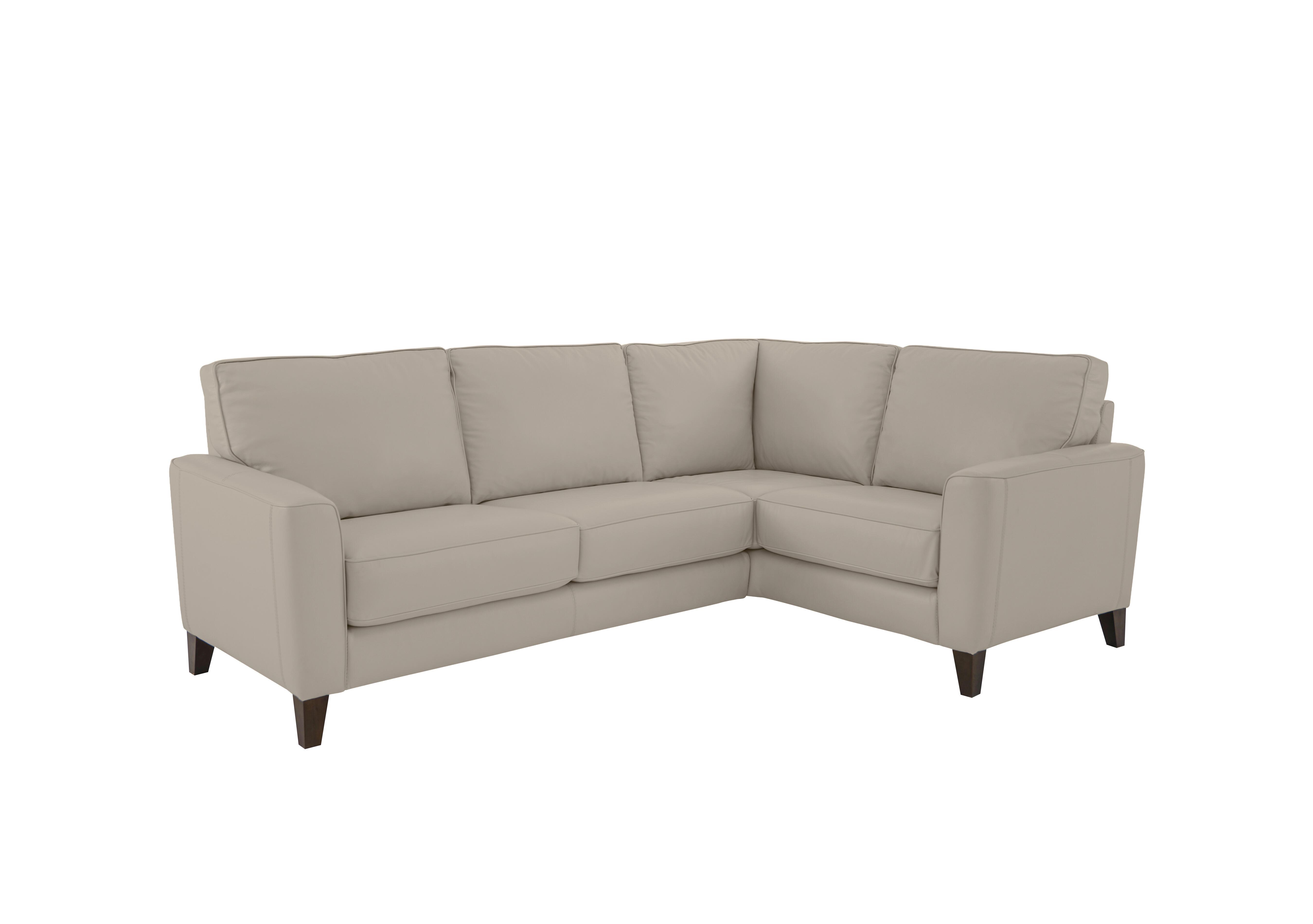 Brondby Small Leather Corner Sofa in Bv-946b Silver Grey on Furniture Village