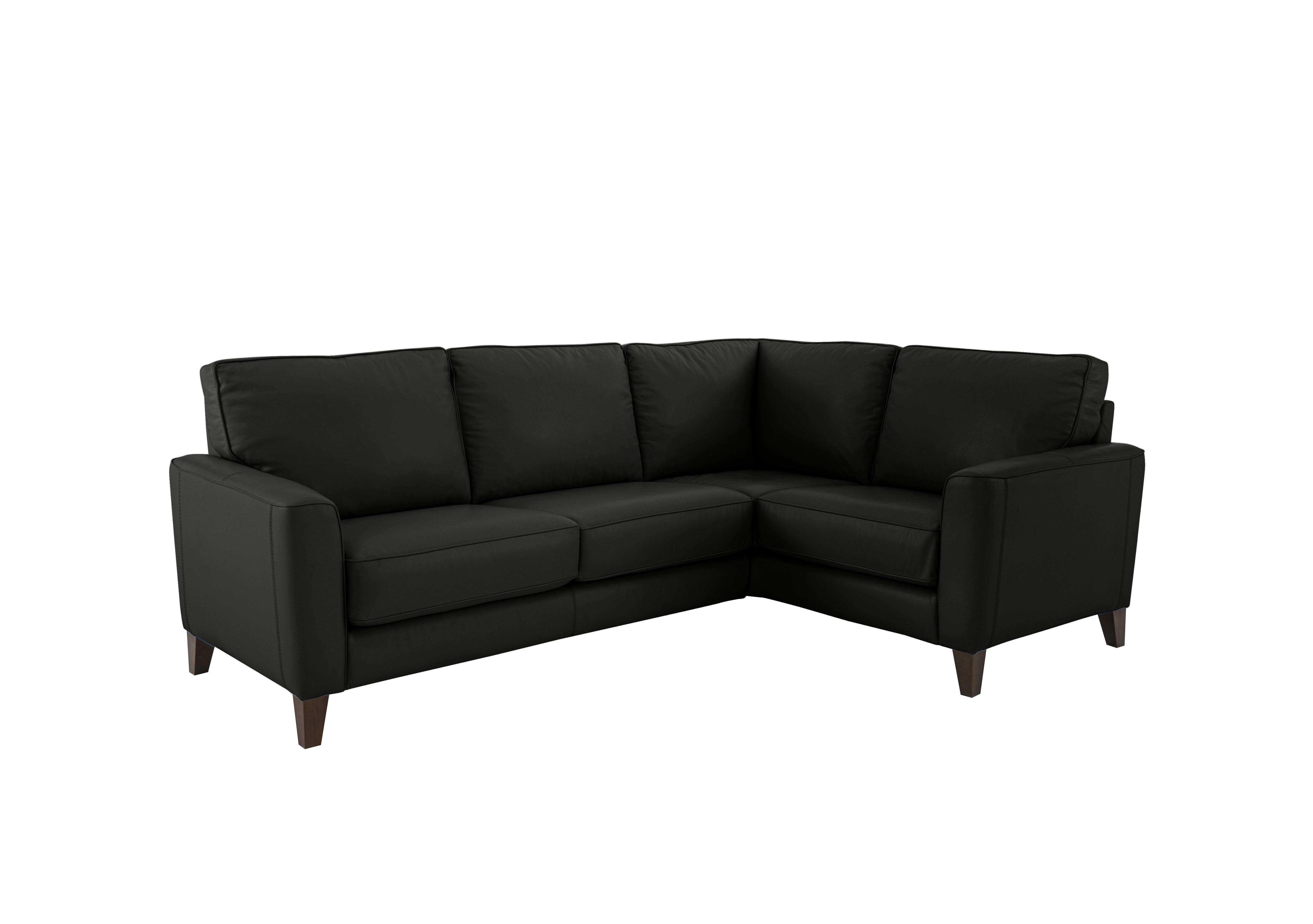 Brondby Small Leather Corner Sofa in Nc-023c Black on Furniture Village