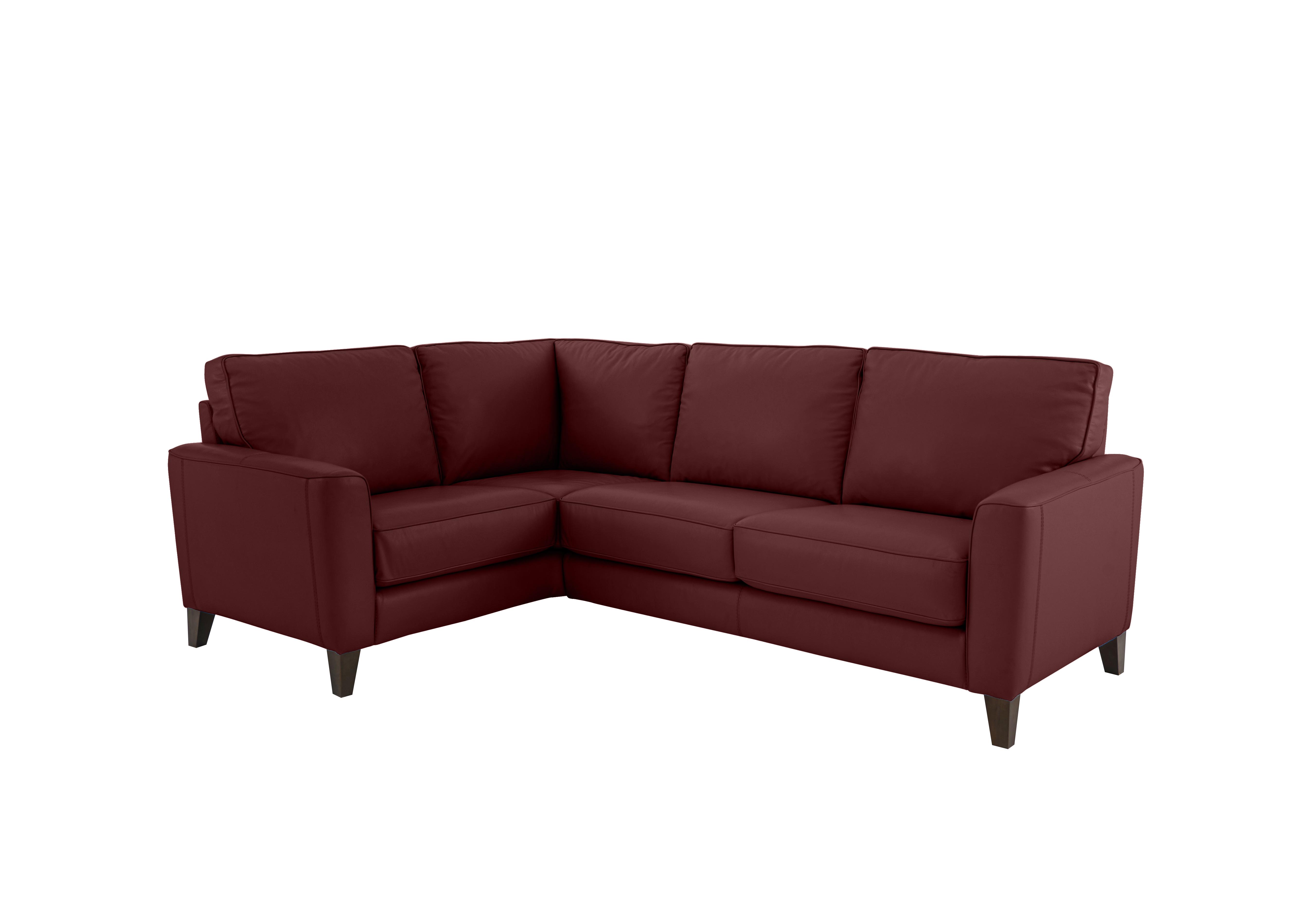 Brondby Small Leather Corner Sofa in Nc-035c Deep Red on Furniture Village