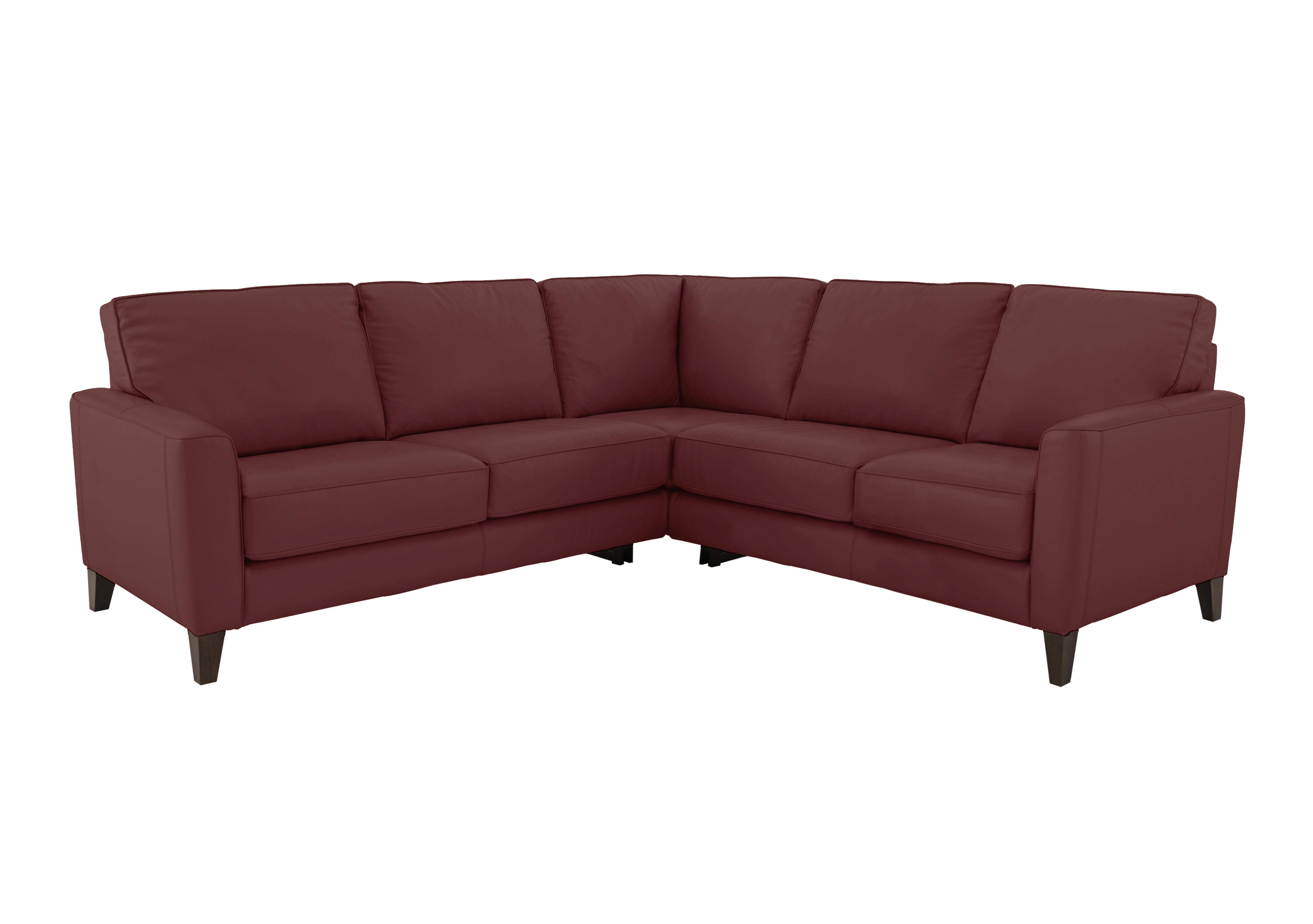 Brondby Large Leather Corner Sofa in Bv-035c Deep Red on Furniture Village