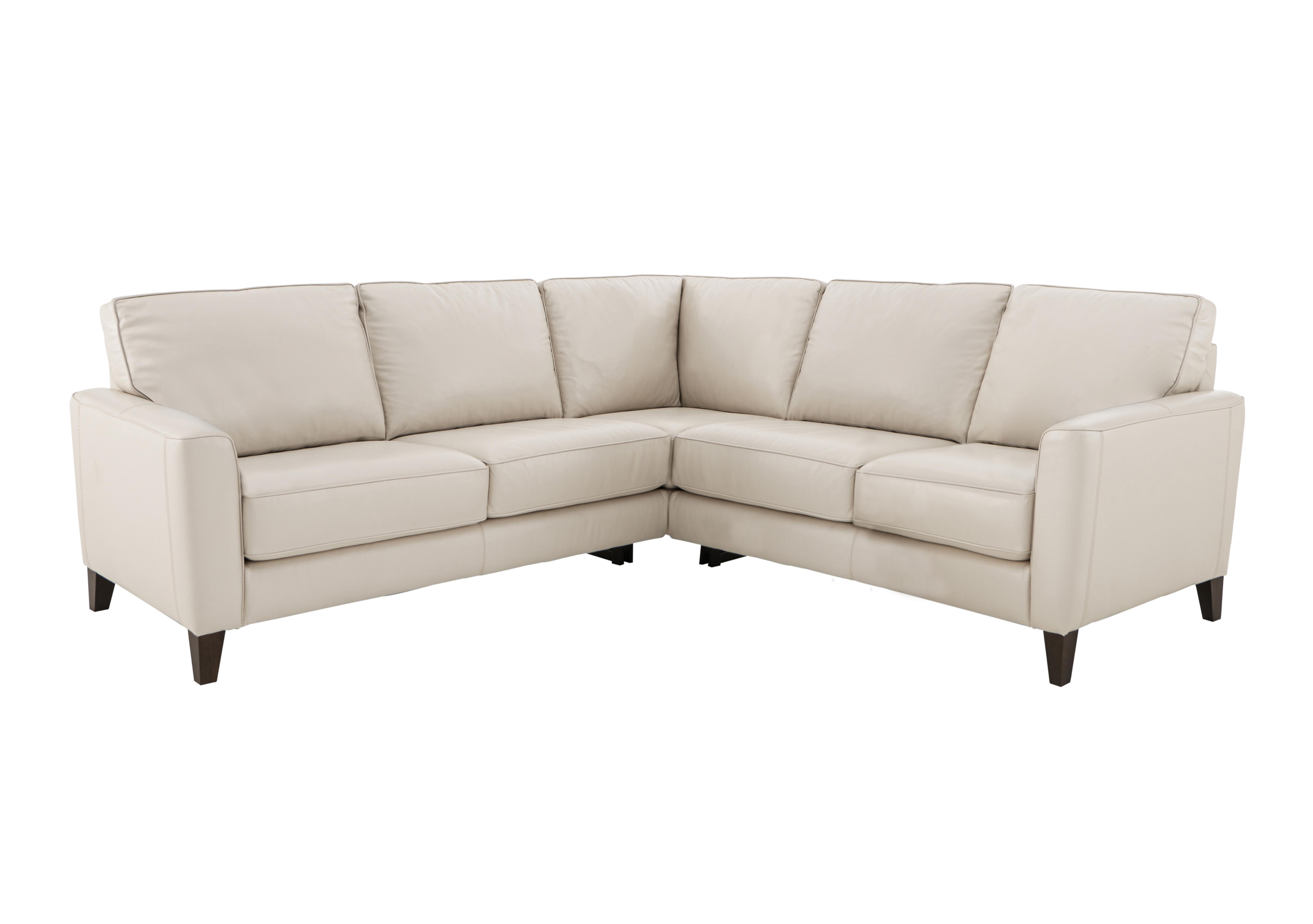 Brondby Large Leather Corner Sofa in Bv-156e Frost on Furniture Village