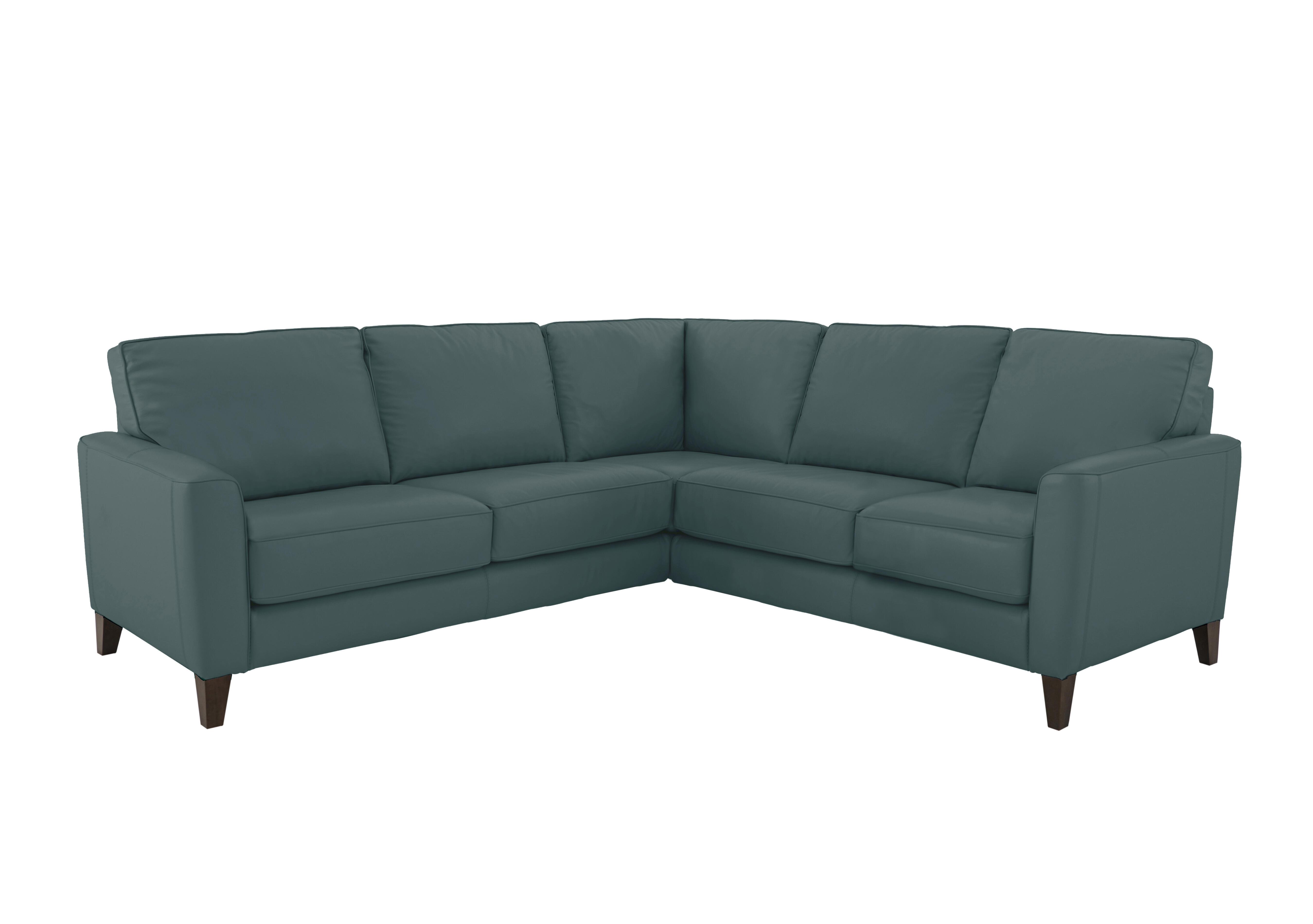 Brondby Large Leather Corner Sofa in Bv-301e Lake Green on Furniture Village