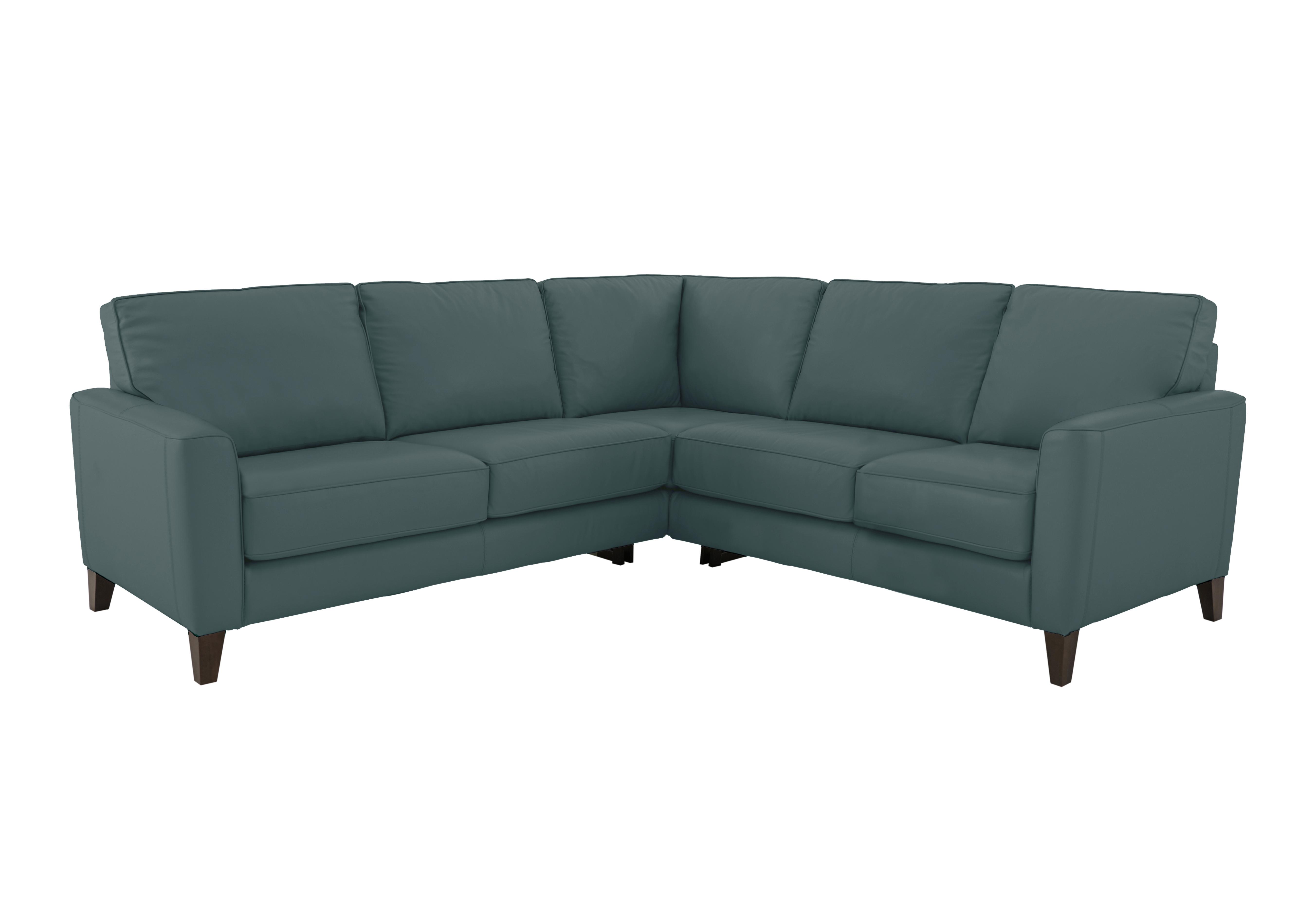 Brondby Large Leather Corner Sofa in Bv-301e Lake Green on Furniture Village