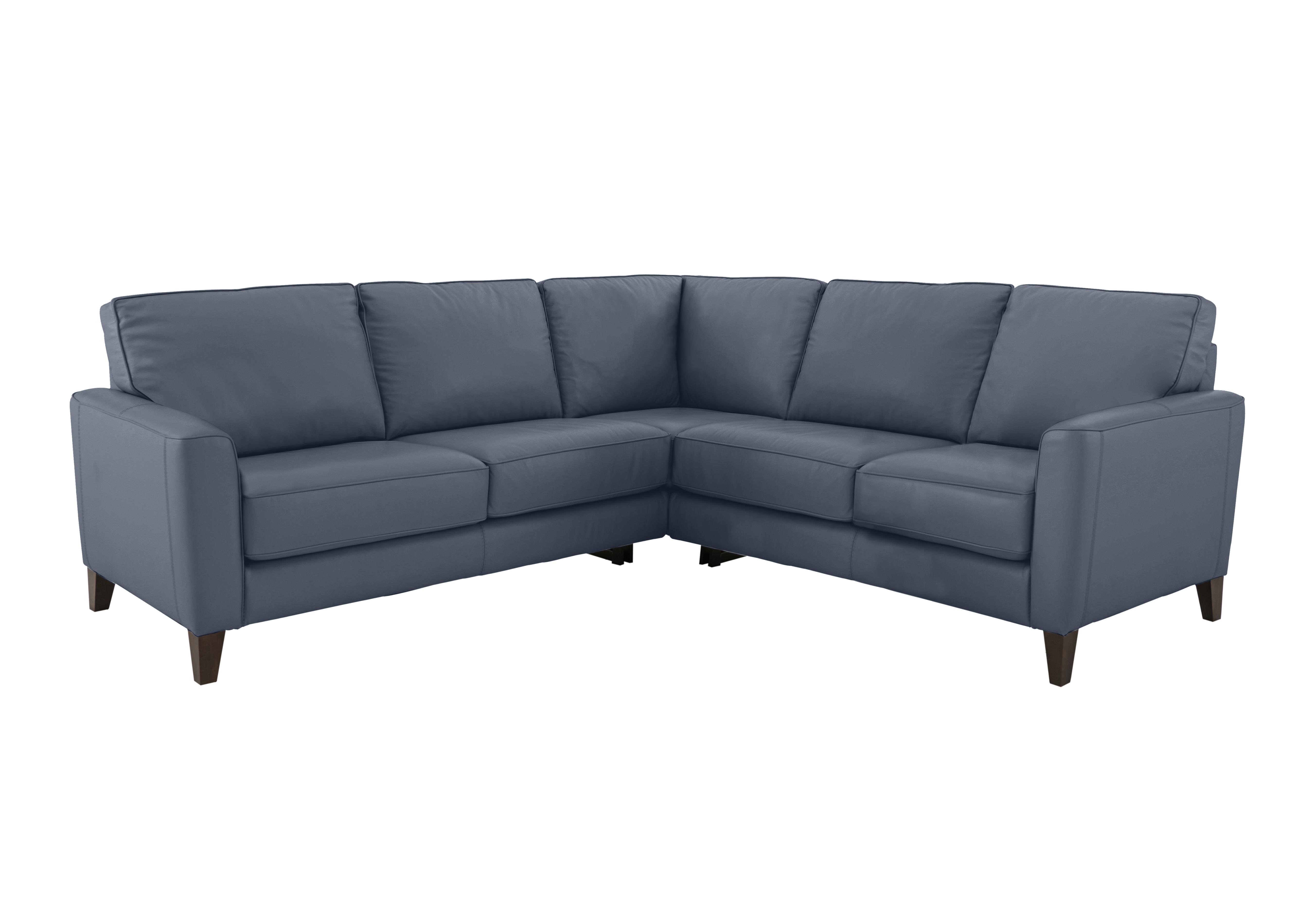 Brondby Large Leather Corner Sofa in Bv-313e Ocean Blue on Furniture Village