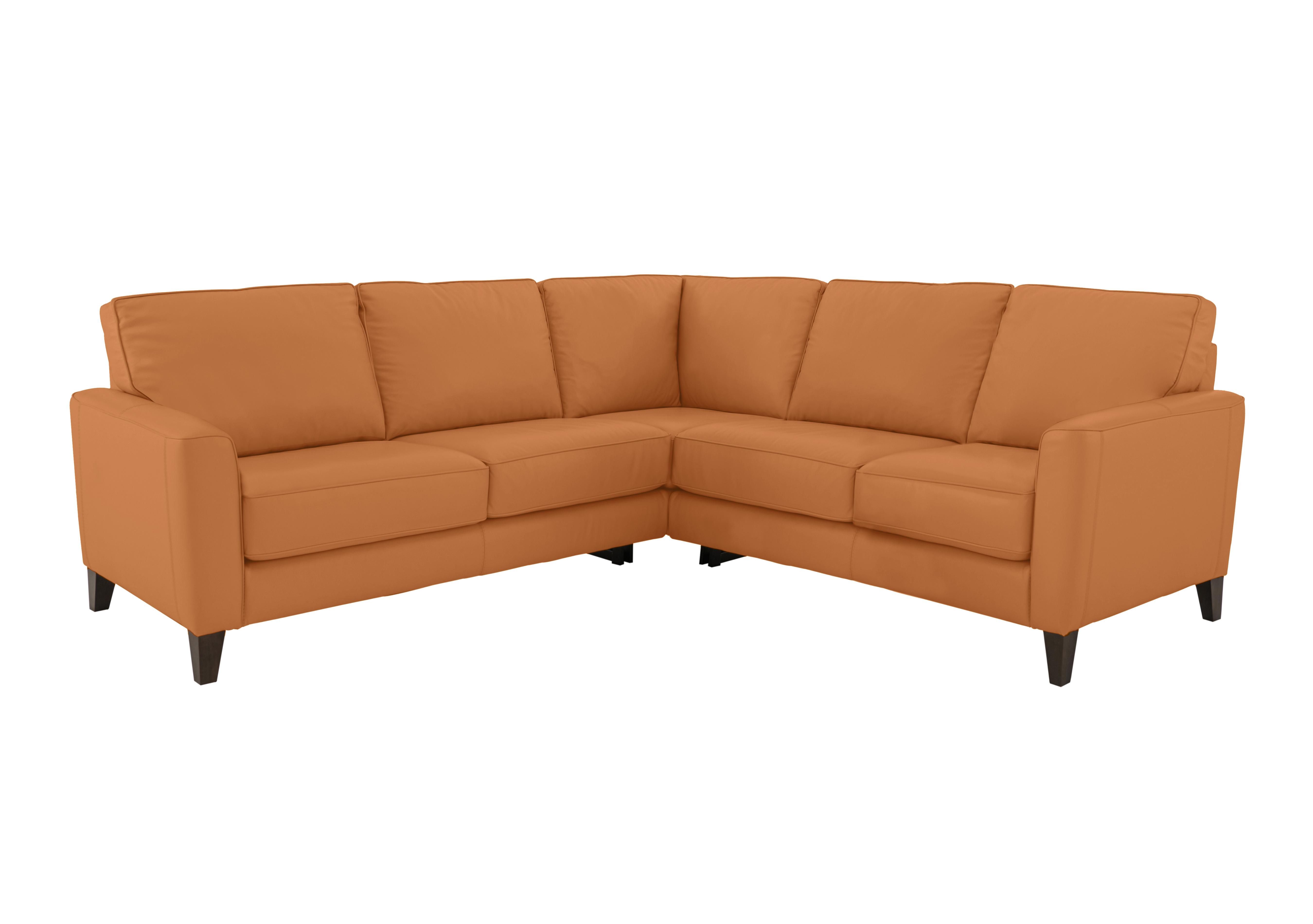 Brondby Large Leather Corner Sofa in Bv-335e Honey Yellow on Furniture Village