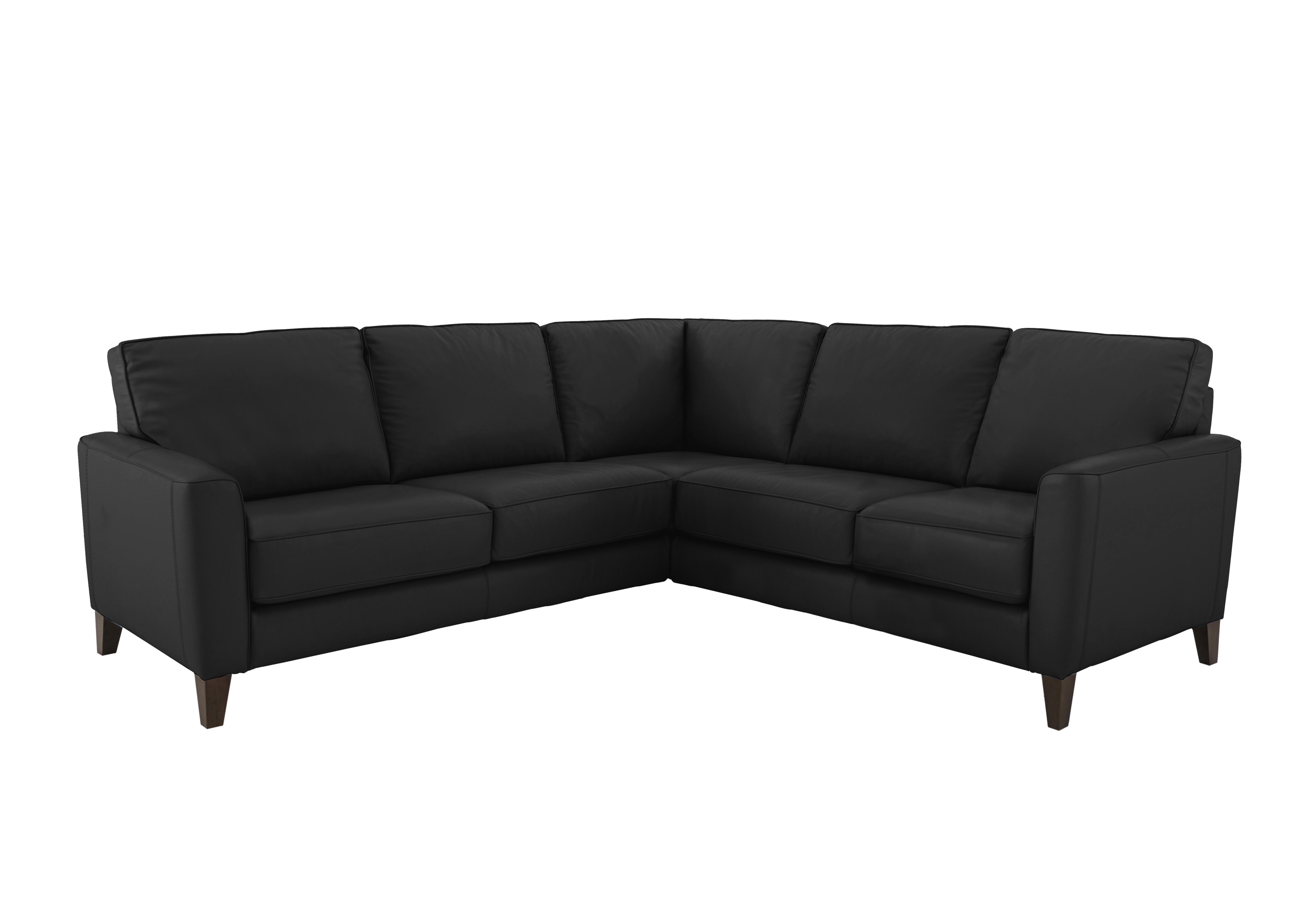 Brondby Large Leather Corner Sofa in Bv-3500 Classic Black on Furniture Village