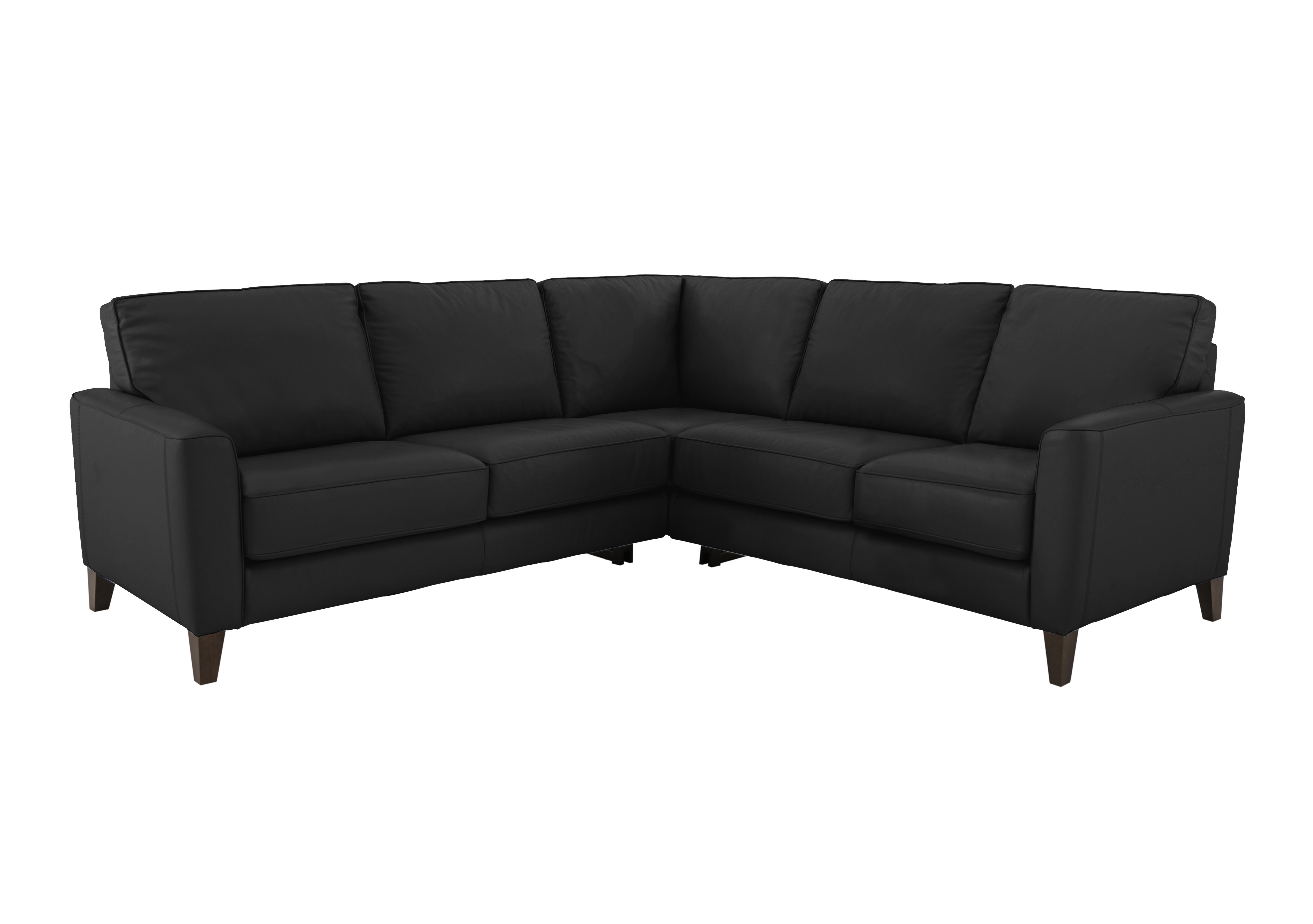 Brondby Large Leather Corner Sofa in Bv-3500 Classic Black on Furniture Village