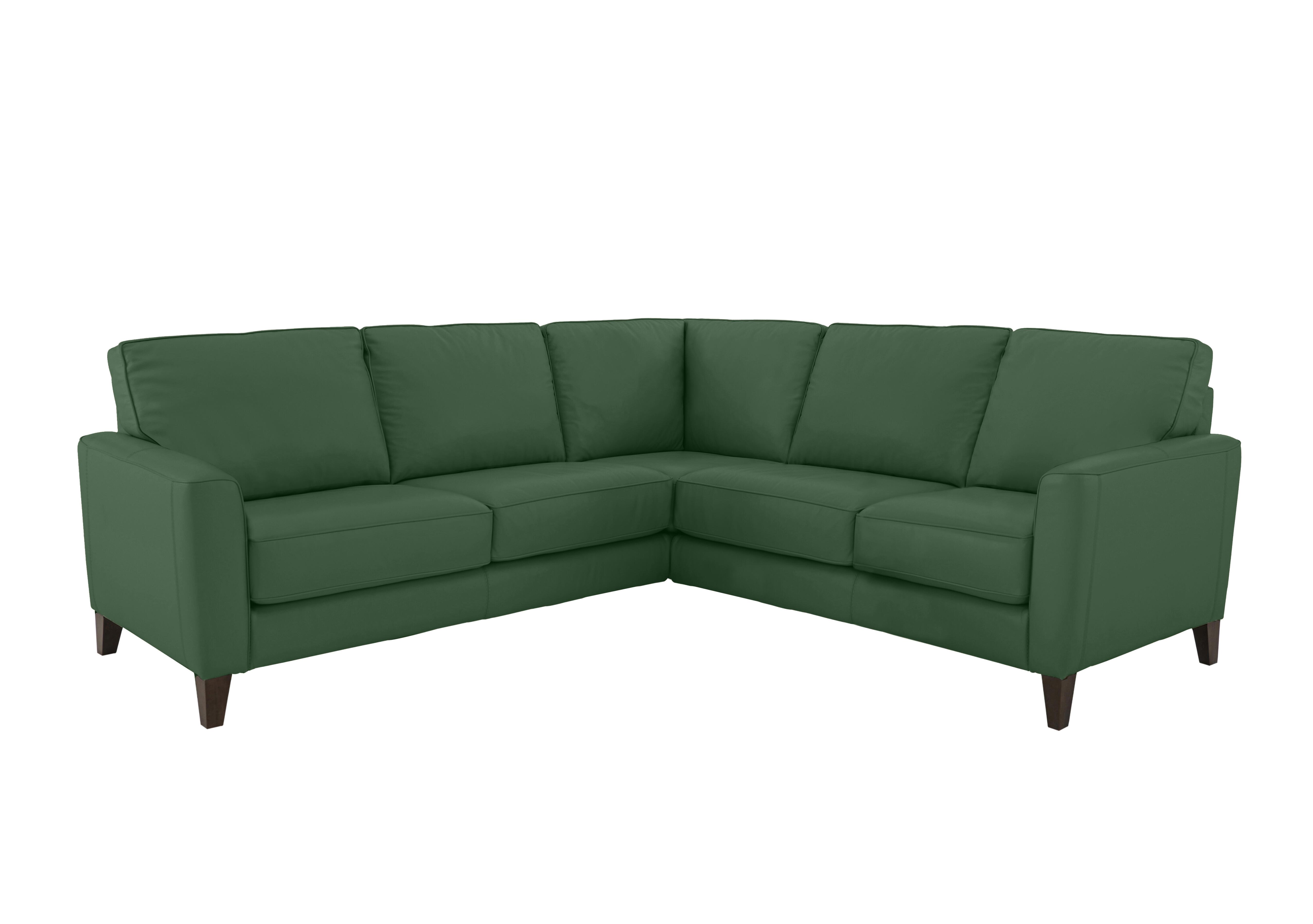 Brondby Large Leather Corner Sofa in Bv-371e Chive Green on Furniture Village