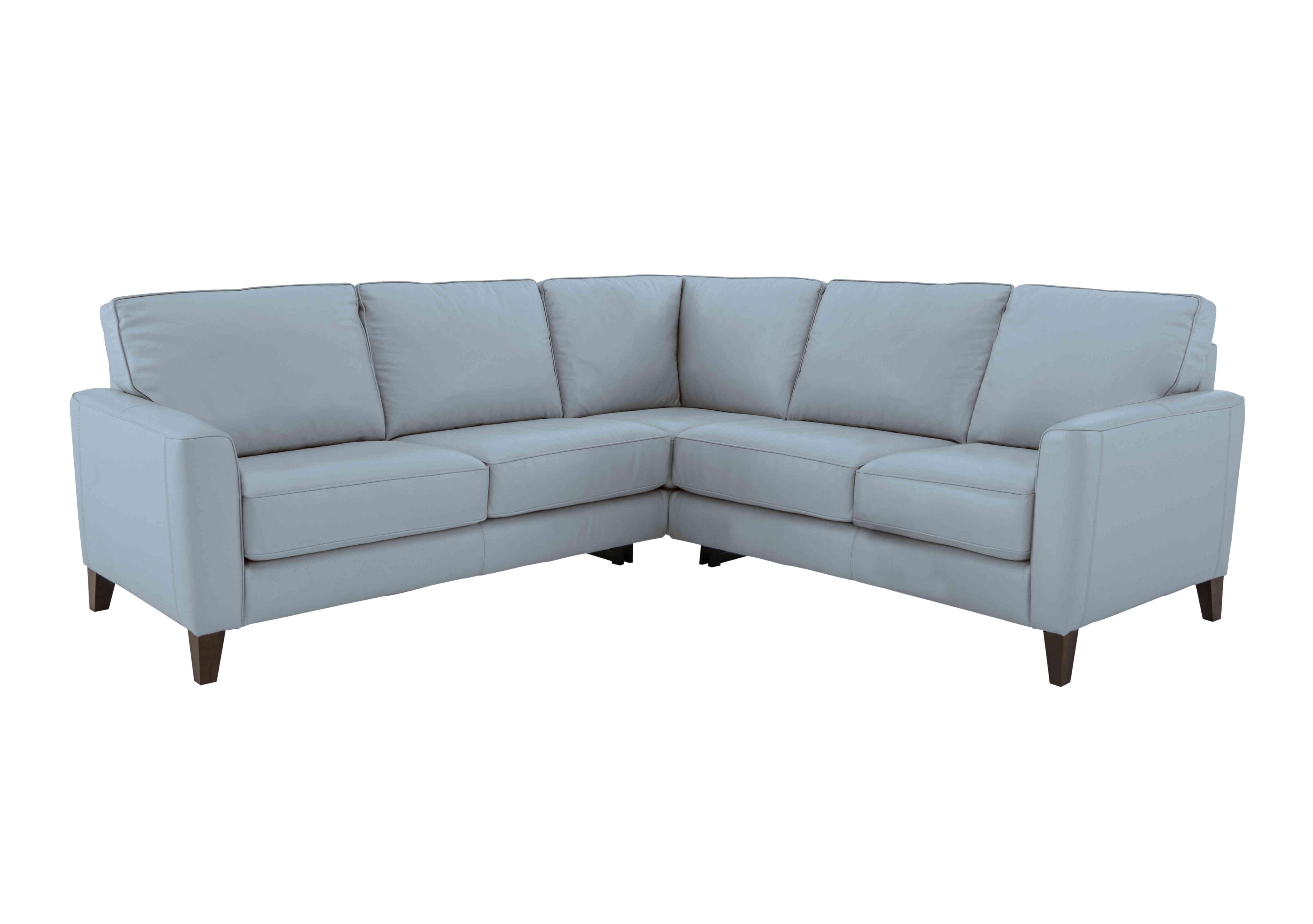 Brondby Large Leather Corner Sofa in Nc-026e Pearl Blue on Furniture Village