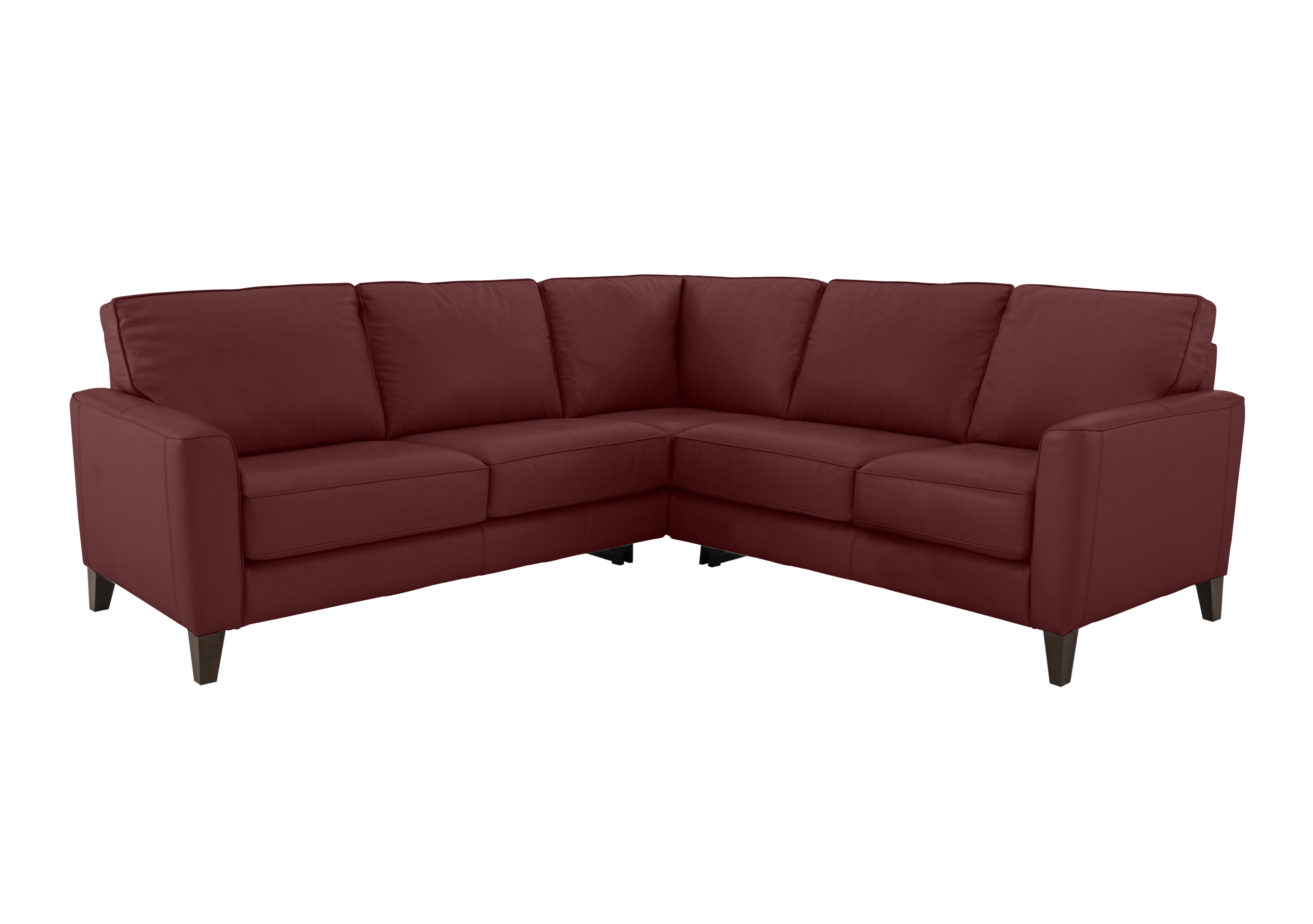 Brondby Large Leather Corner Sofa in Nc-035c Deep Red on Furniture Village
