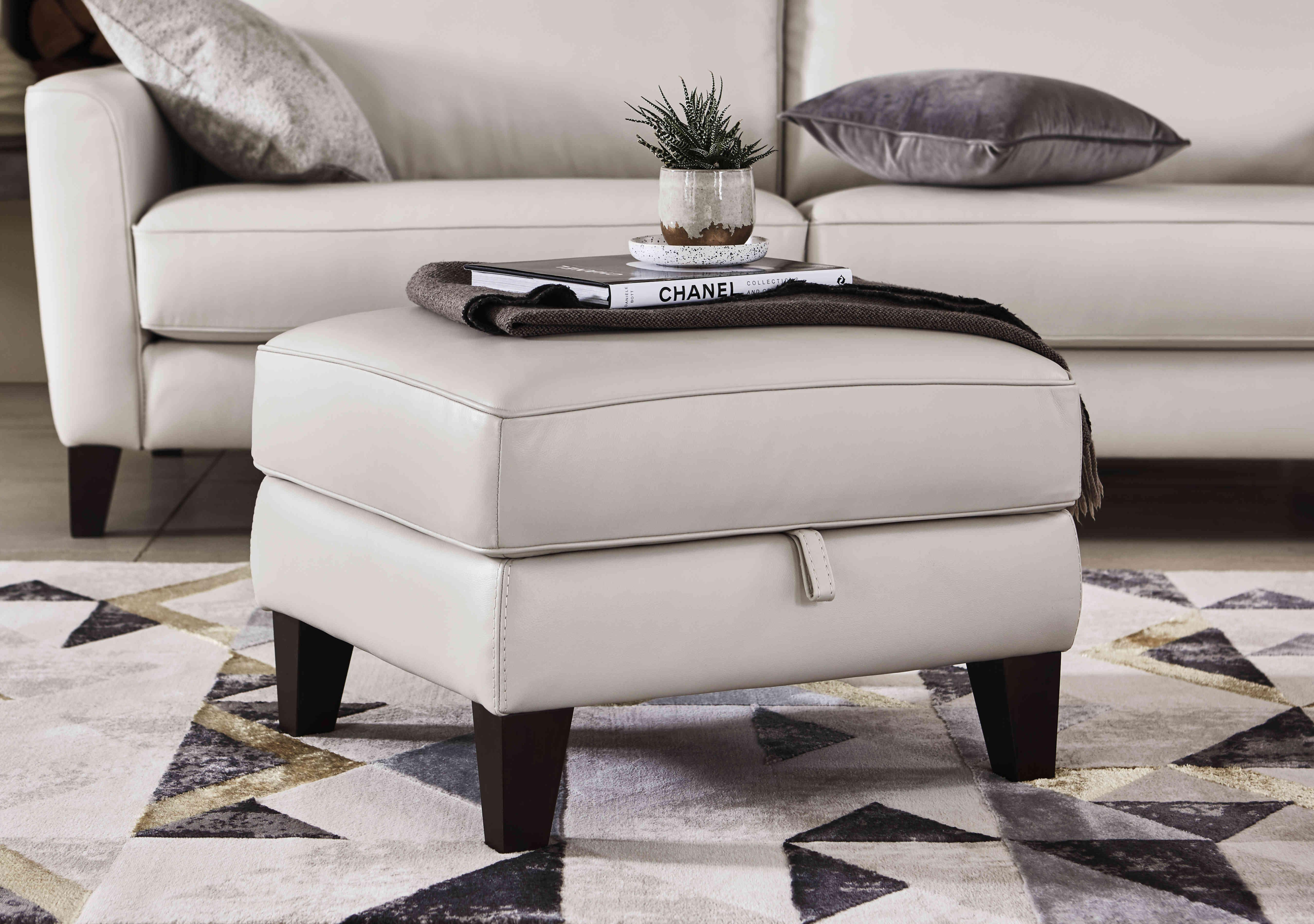 Brondby Leather Storage Footstool in  on Furniture Village