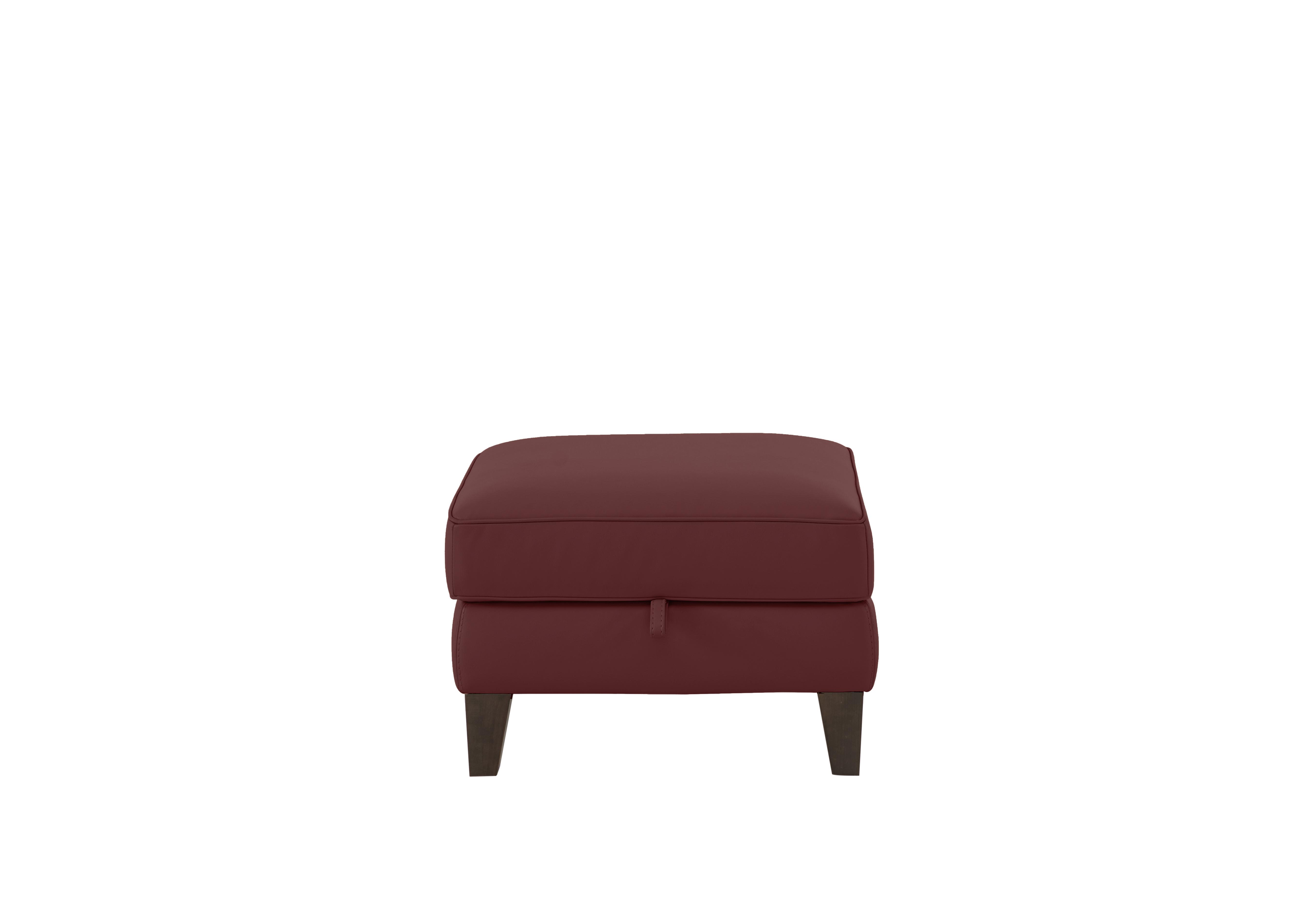 Brondby Leather Storage Footstool in Bv-035c Deep Red on Furniture Village