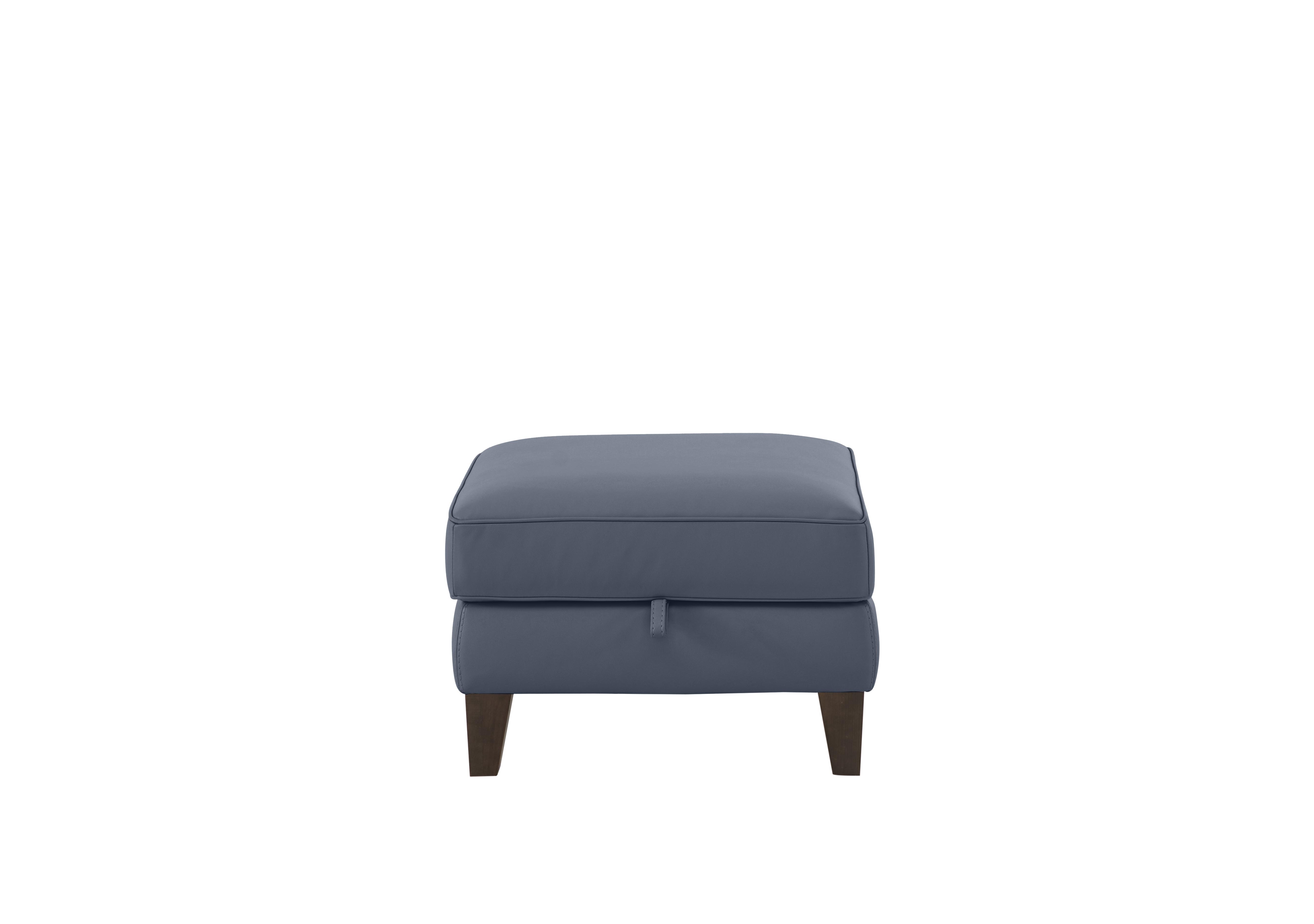 Brondby Leather Storage Footstool in Bv-313e Ocean Blue on Furniture Village
