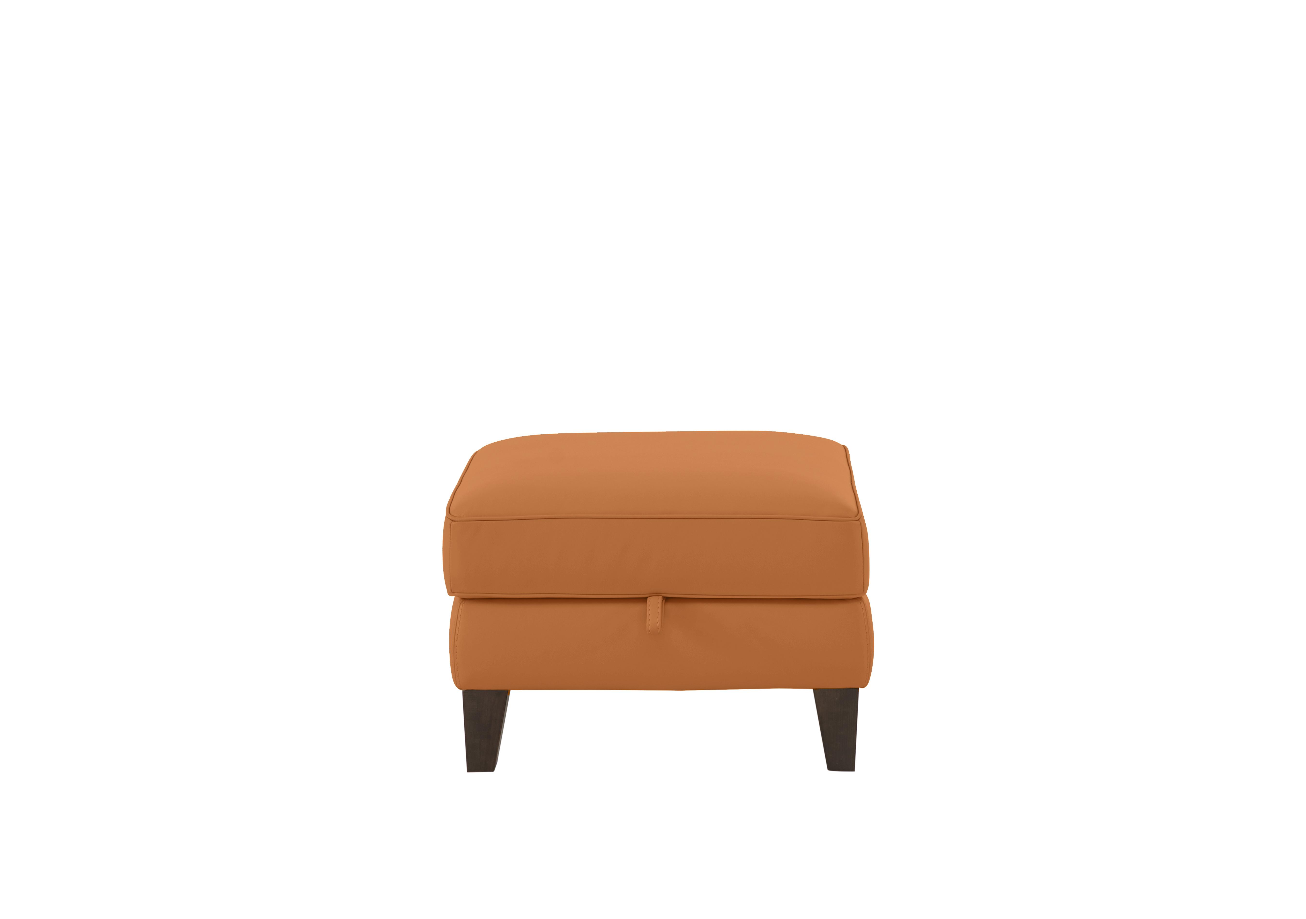 Brondby Leather Storage Footstool in Bv-335e Honey Yellow on Furniture Village