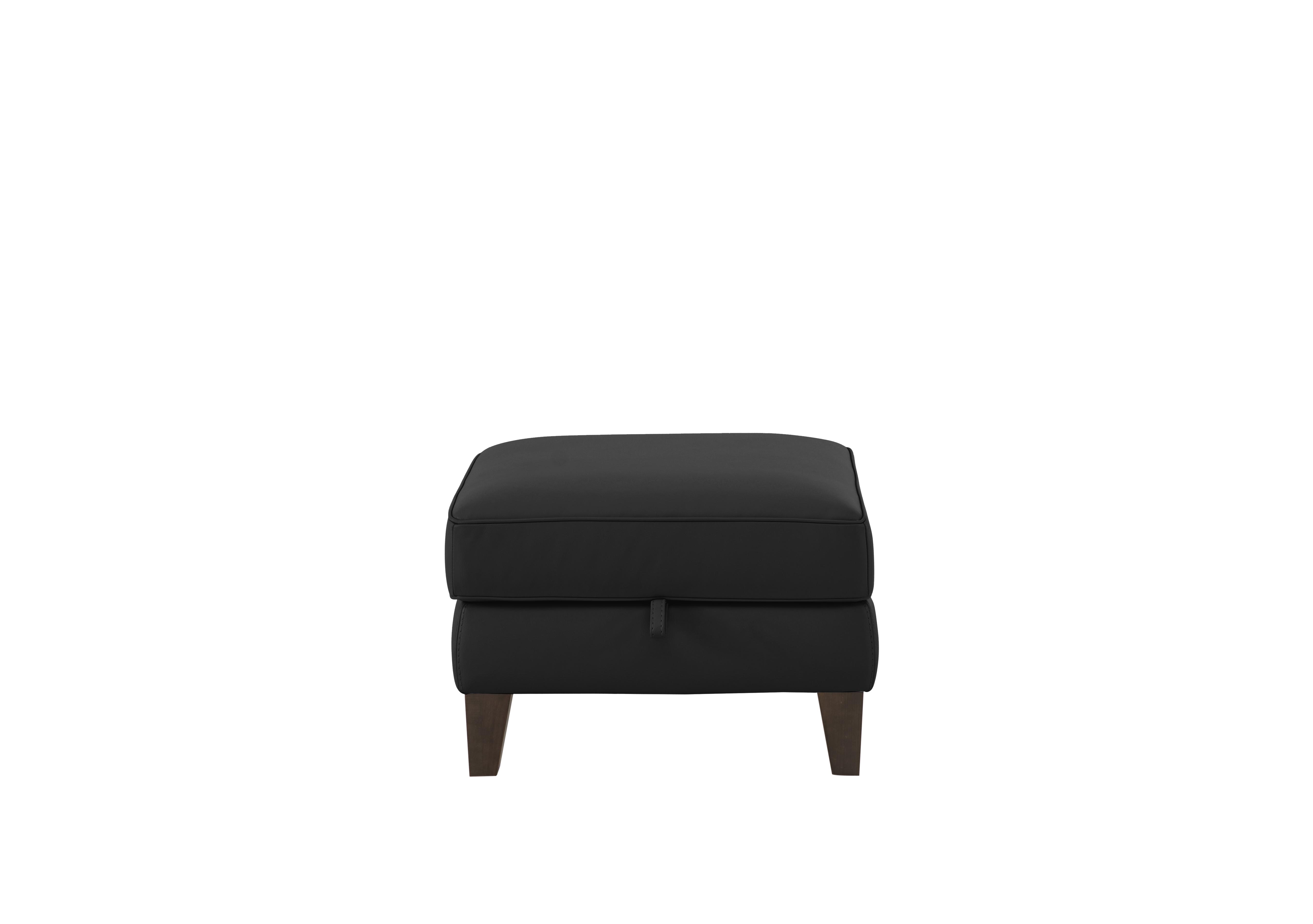 Brondby Leather Storage Footstool in Bv-3500 Classic Black on Furniture Village